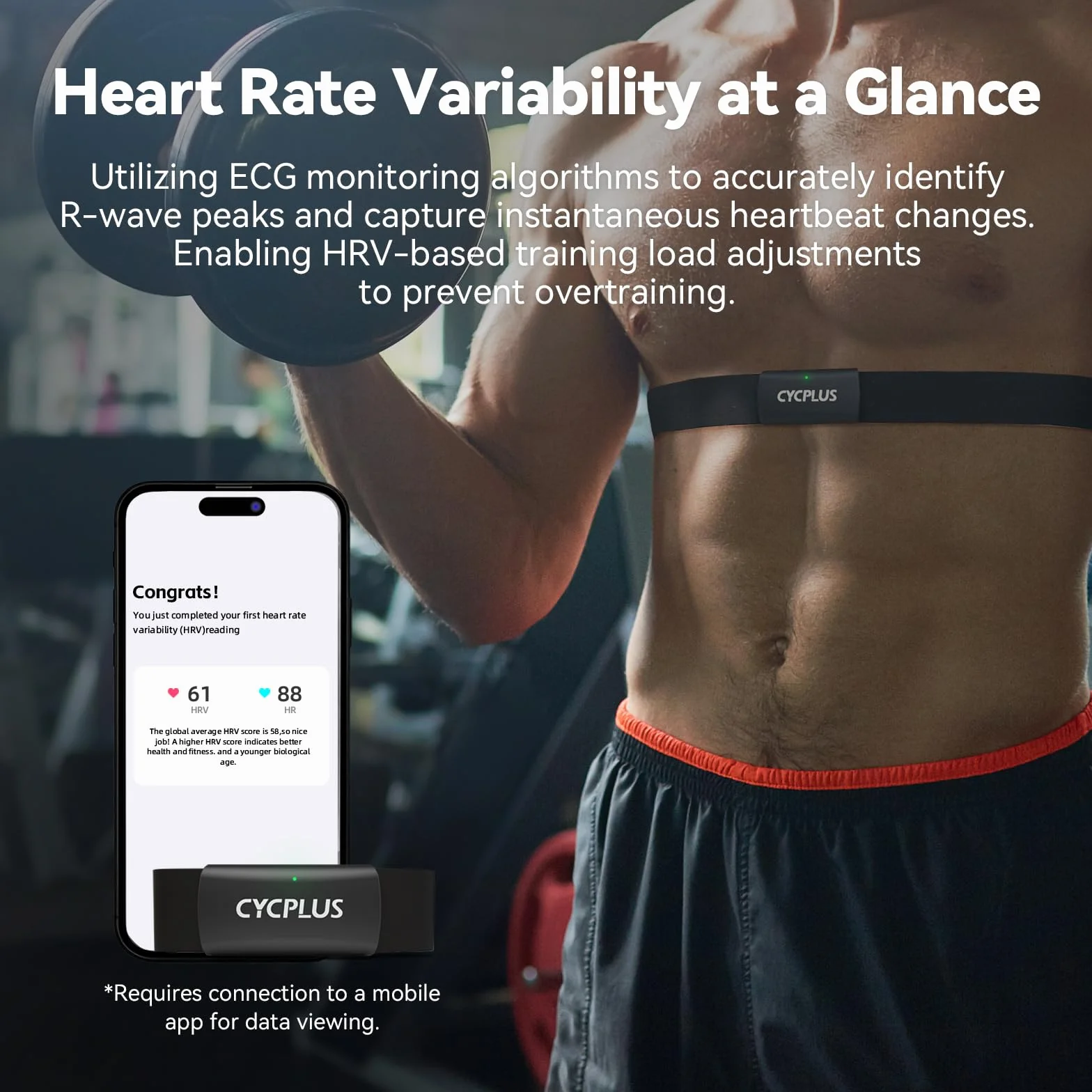 CYCPLUS H2Pro Ceinture Cardio Fréquencemètre de Poitrine Bluetooth Ant+ IPX7 Étanche 500h Autonomie