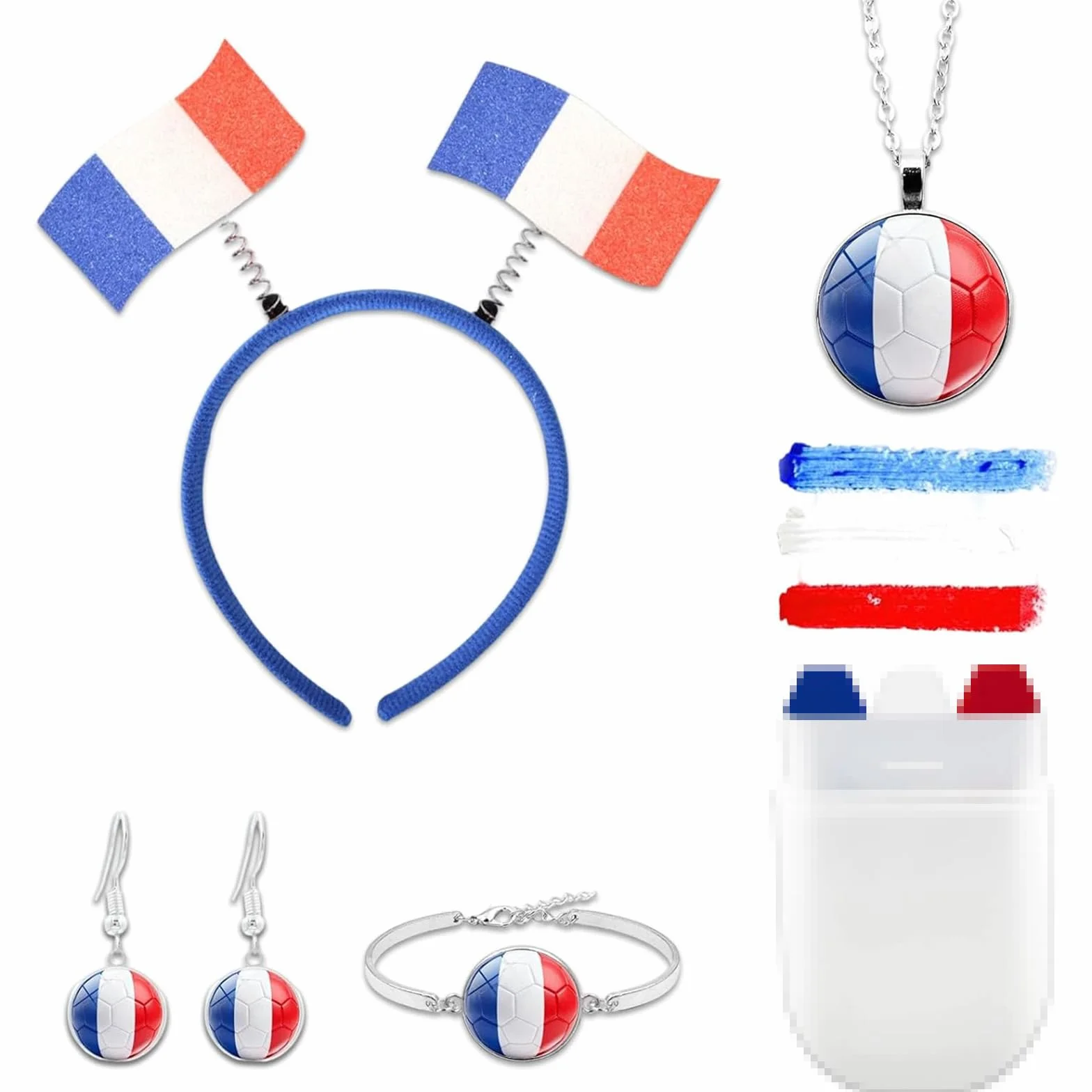 Kit Supporter Coupe du Monde 2026 France – Bandeau Drapeau Collier Fête Sportif