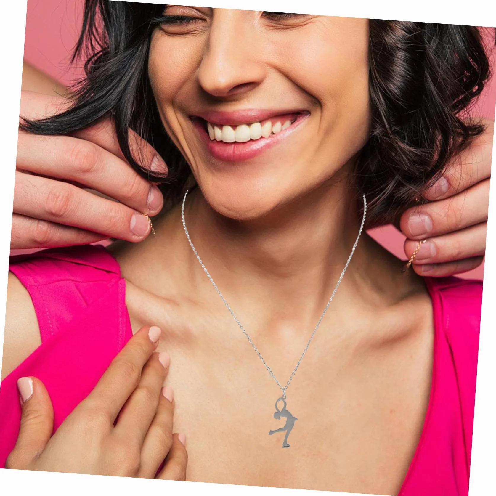 Pendentif Gymnastique en Acier Inoxydable Collier Métal Mixte Chaîne de Cou