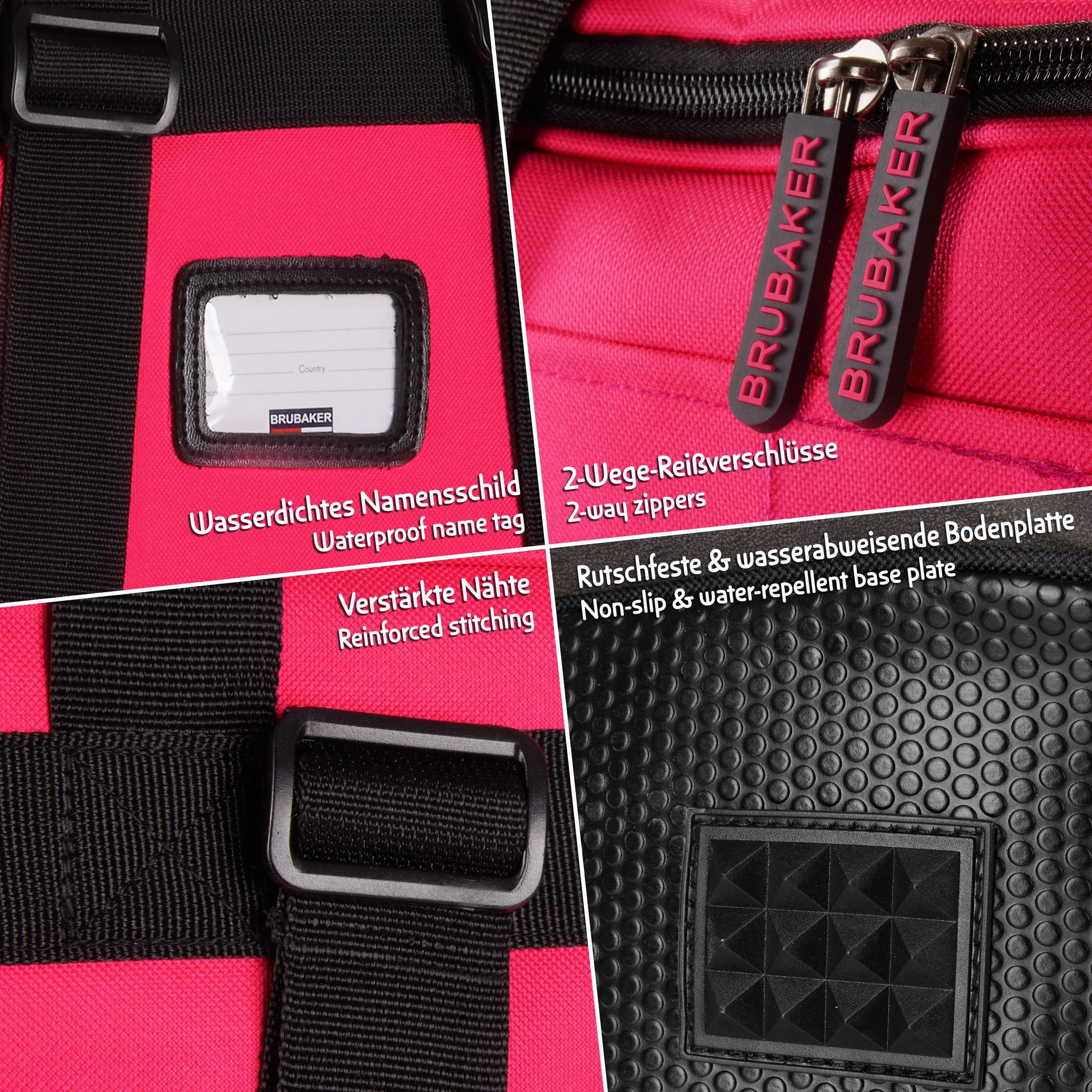 BRUBAKER Set de Ski Champion 170 cm Fuchsia Fluo Blanc Housse à Skis et Sac à Chaussures