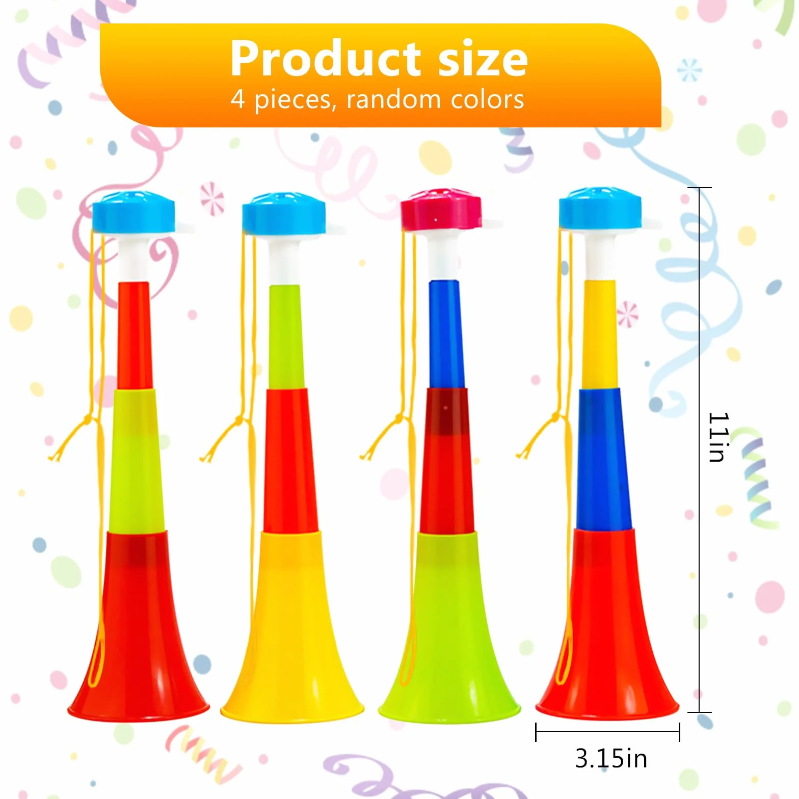 Plastique Vuvuzela 4 Pièces Trompette de Stade Très Bruyante Fanfare de Football