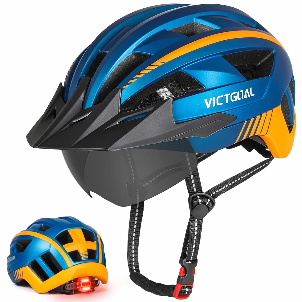 VICTGOAL Casque Velo Homme VTT Montagne avec Visière Magnétique Amovible et éclairage LED