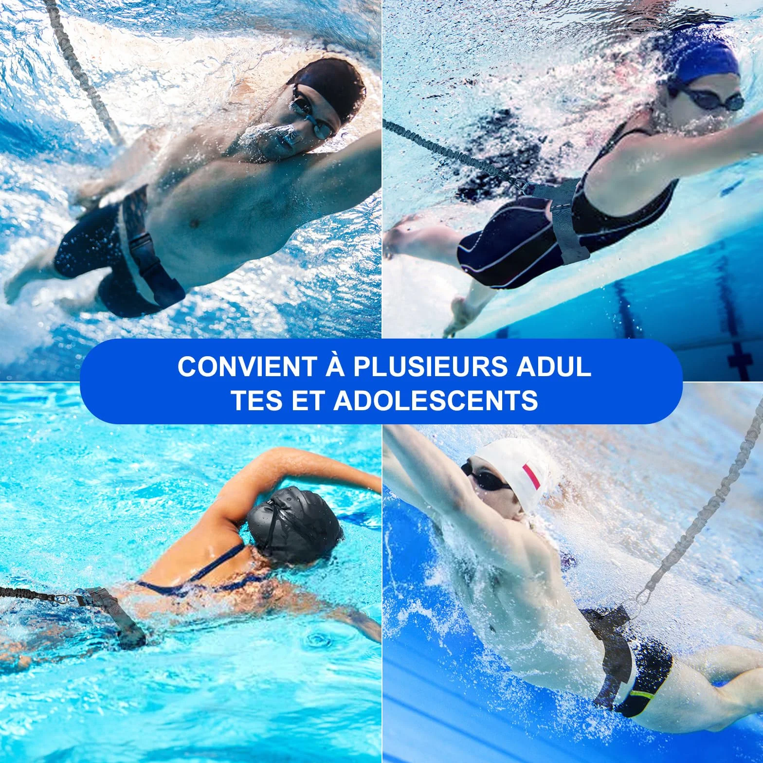 Laisse d'entraînement de piscine solide réglable de 2,5 à 7,5 m