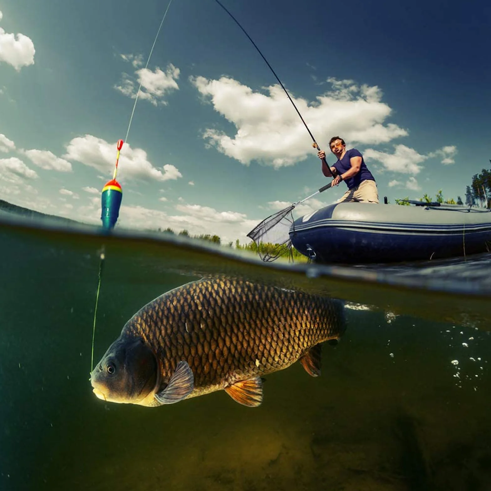 Épuisette de Pêche Pliable 190cm Manche Téléscopique Alliage Aluminium 4 Sections Filet Nylon Triangulaire Extensible 37-68 Pouces Carpe Truite