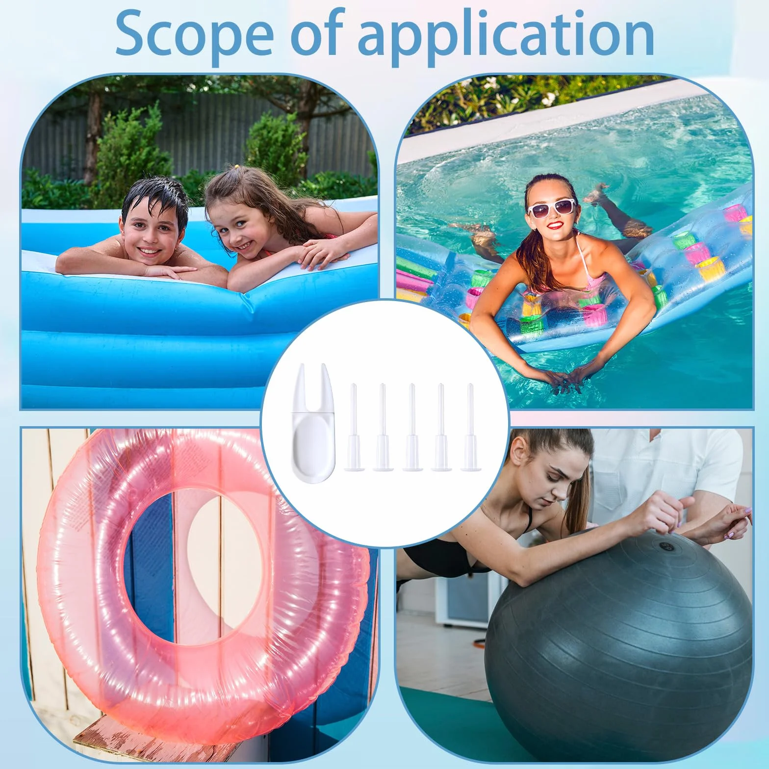 TIESOME Kit de rechange pour ballon de yoga avec 5 bouchons d'air et dispositif de retrait, blanc