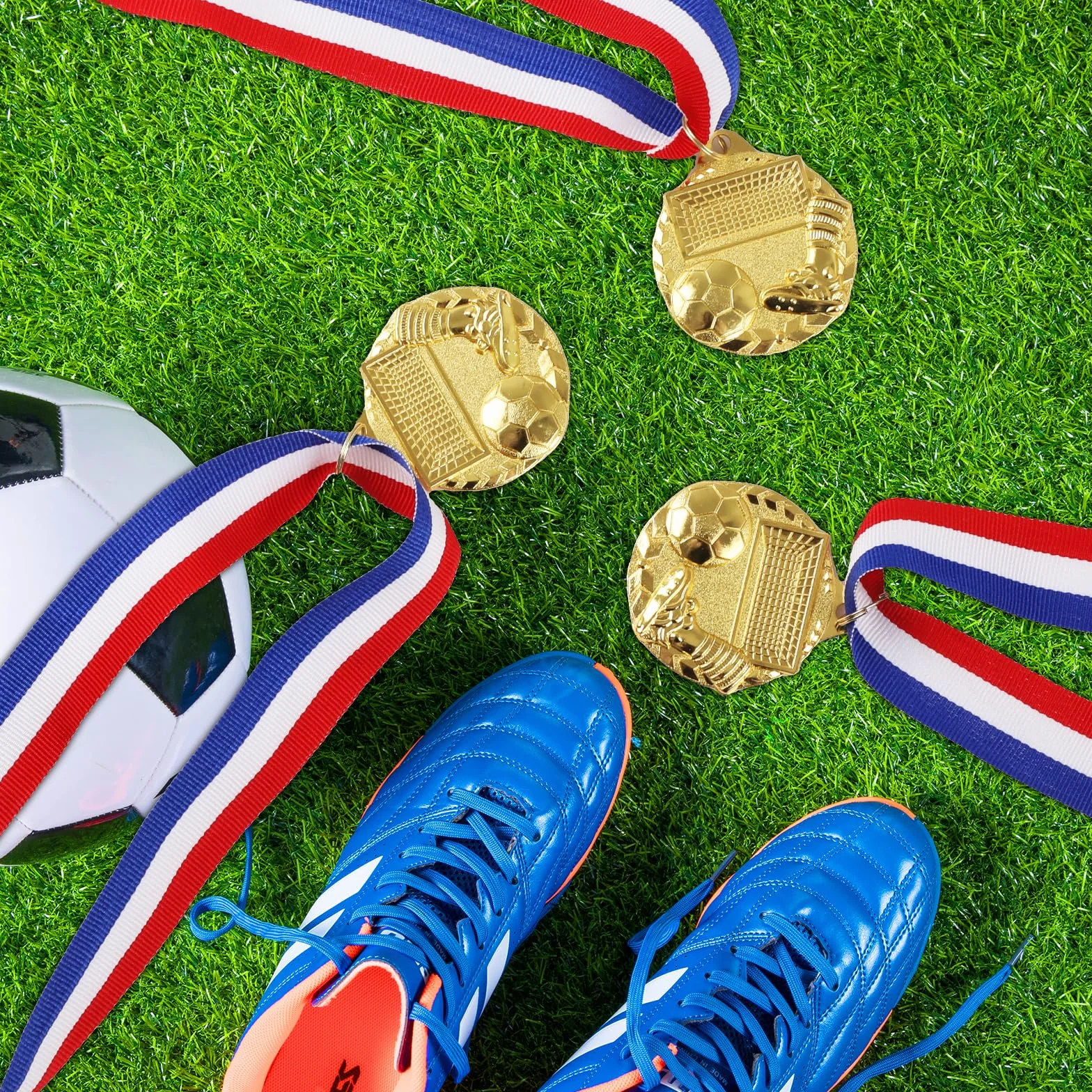 Médailles de Football en Métal Doré avec Ruban, 12 Pièces pour Adolescents et Adultes, Compétitions Sportives
