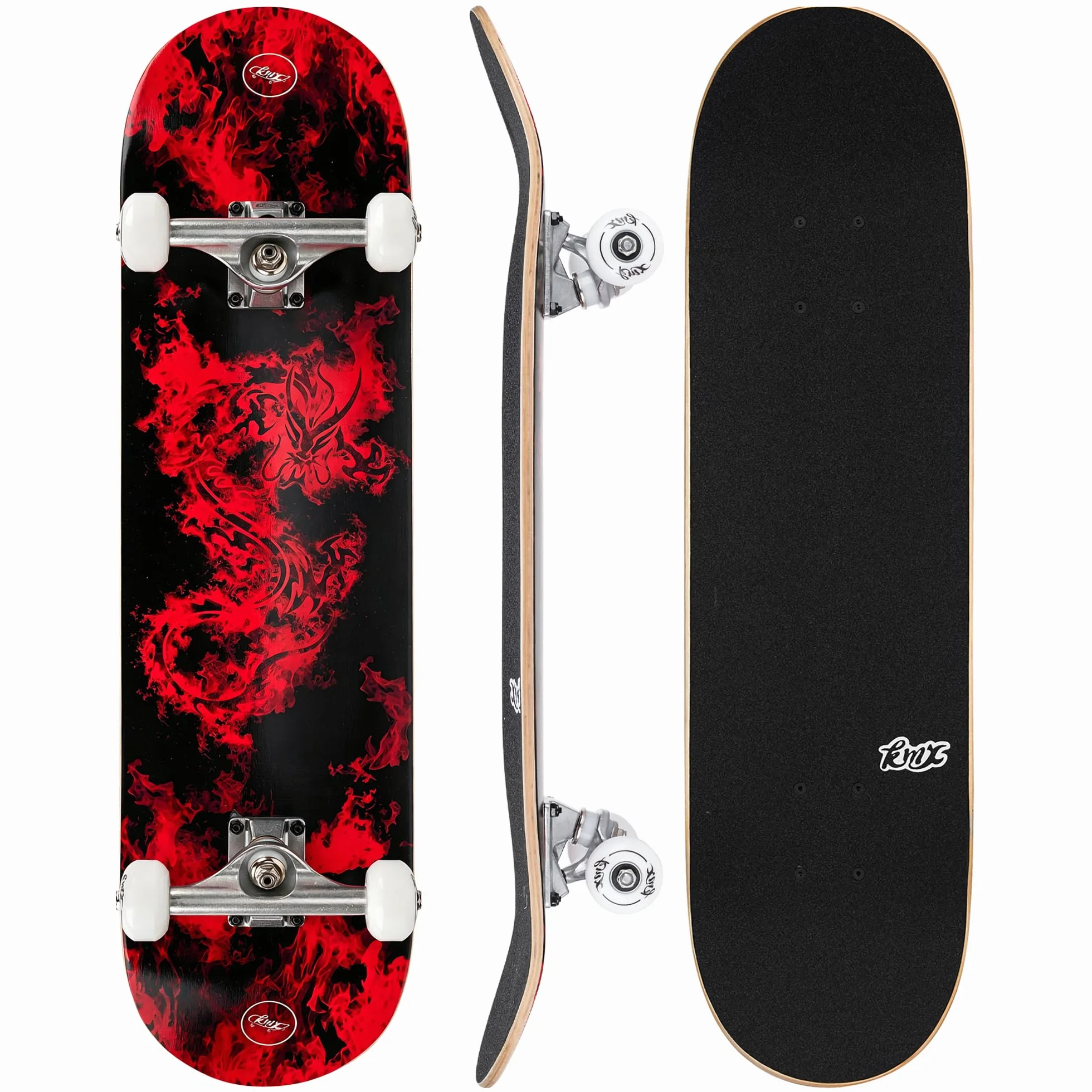 Skateboard pour Débutants, Plateau Concave Double Queue en Érable Canadien 7 Couches, Trucks Alliage d'Aluminium