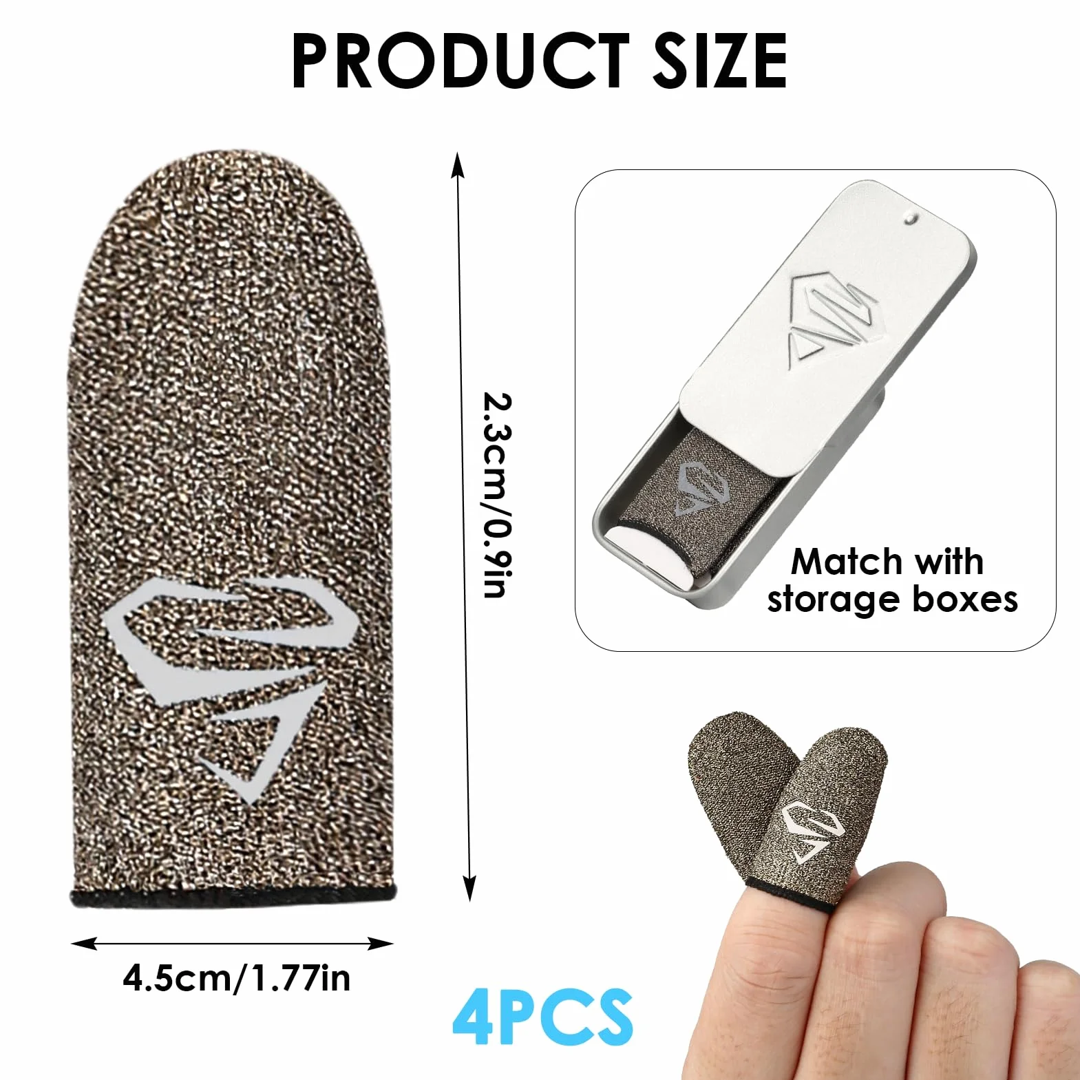 Gaming Finger Sleeve 4 Pack Tactile Sleeves for Mobile Games PUBG Mobile Anti-Sweat High Sensitivity Gaming Accessory