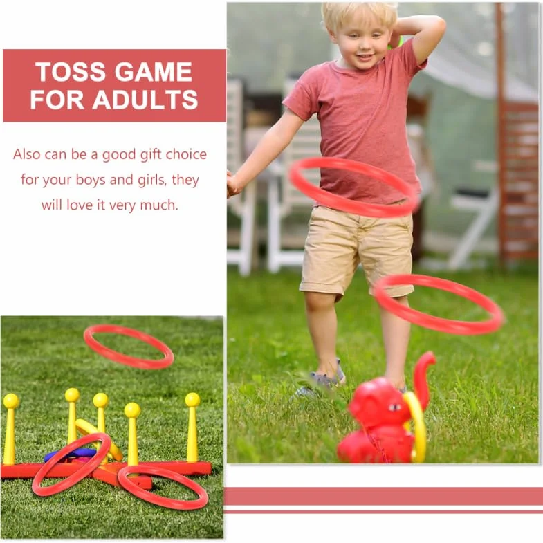 Jeu de Lancer d'Anneaux en Plastique Rouge 20 Pièces 8 cm Diamètre Extérieur