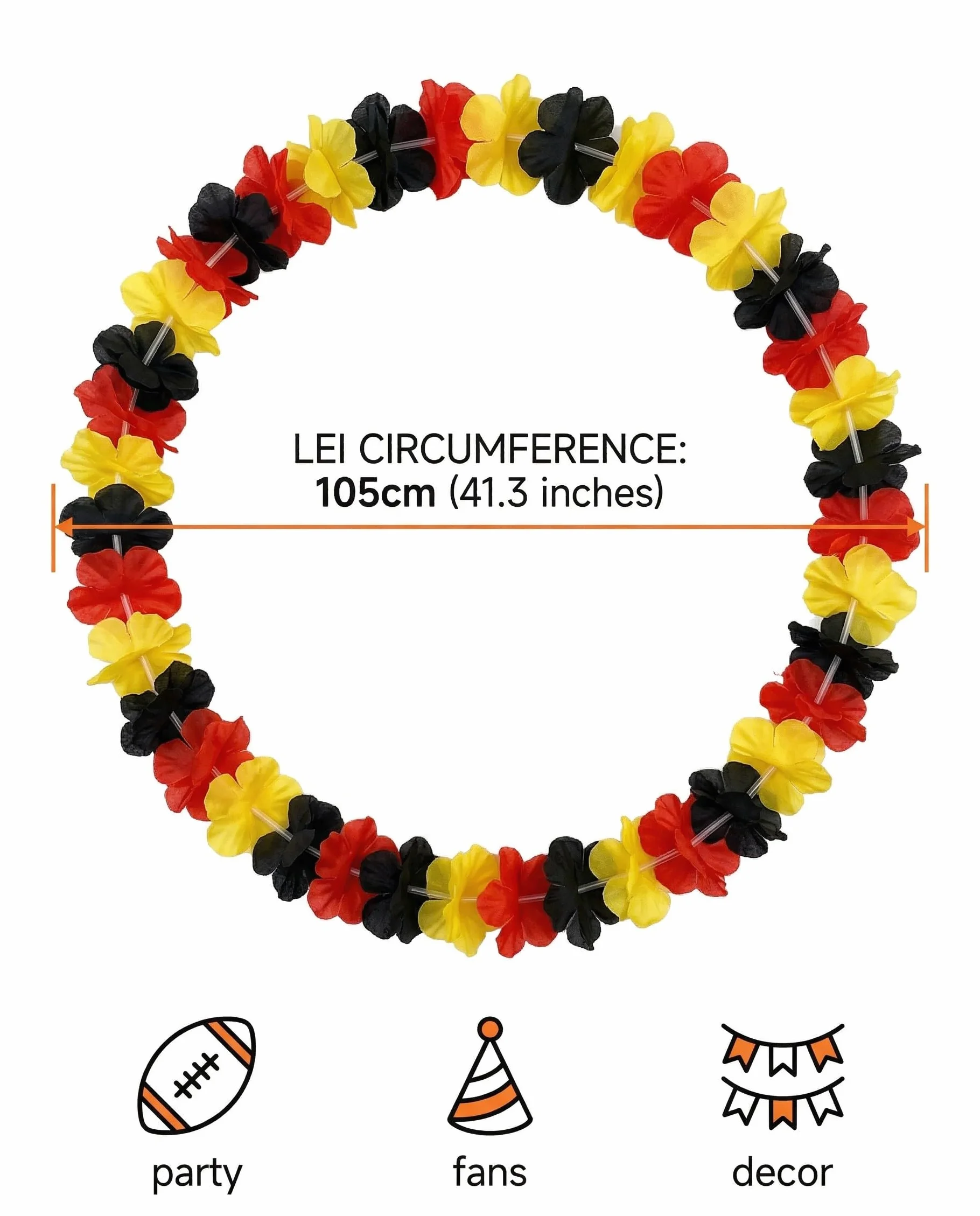 Colliers de Fleurs Allemagne 6 Pièces Leis Hawaïens Noir Rouge Or