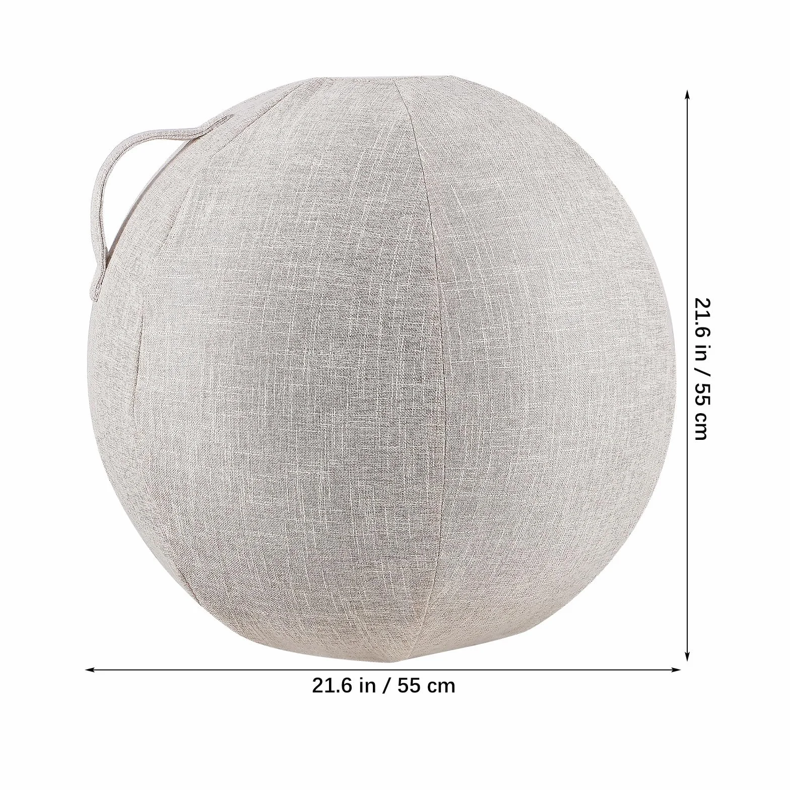 Housse en coton et lin pour ballon de gymnastique 55 cm antidérapante lavable fitness yoga beige