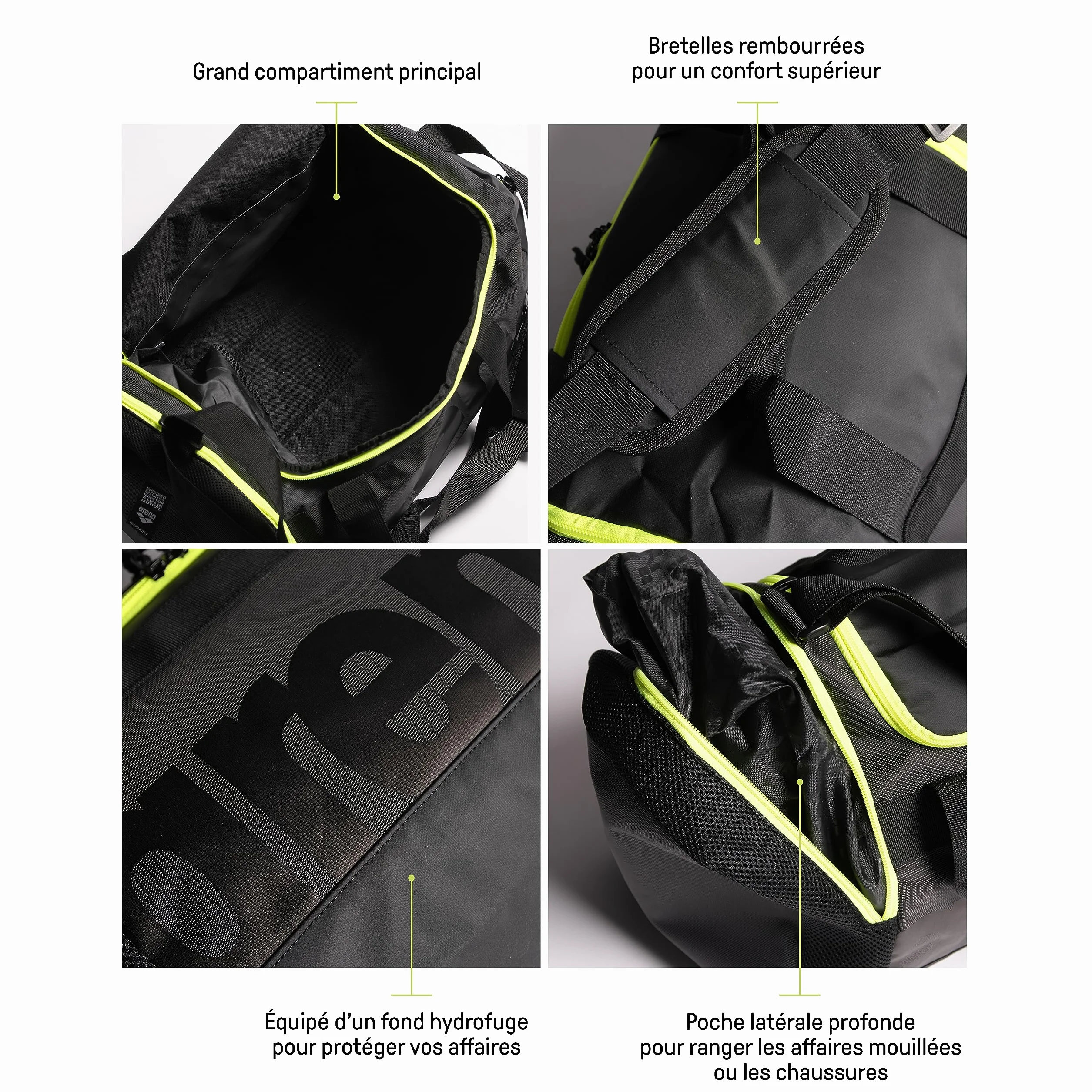 Arena Spiky III Duffle 40 Sac de Sport Imperméable 40 Litres Bandoulière Ajustable