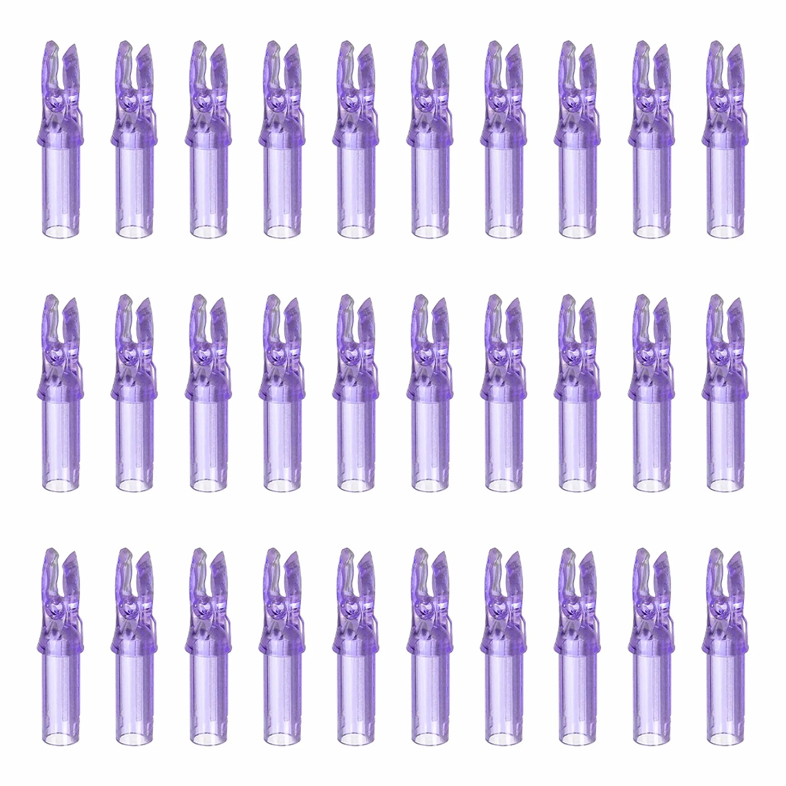 QUARKZMAN Encoches De Flèches en Plastique .244" / 6.2mm pour Arc À Poulies Recurve DIY Chasse Tir Violet Transparent Lot de 30