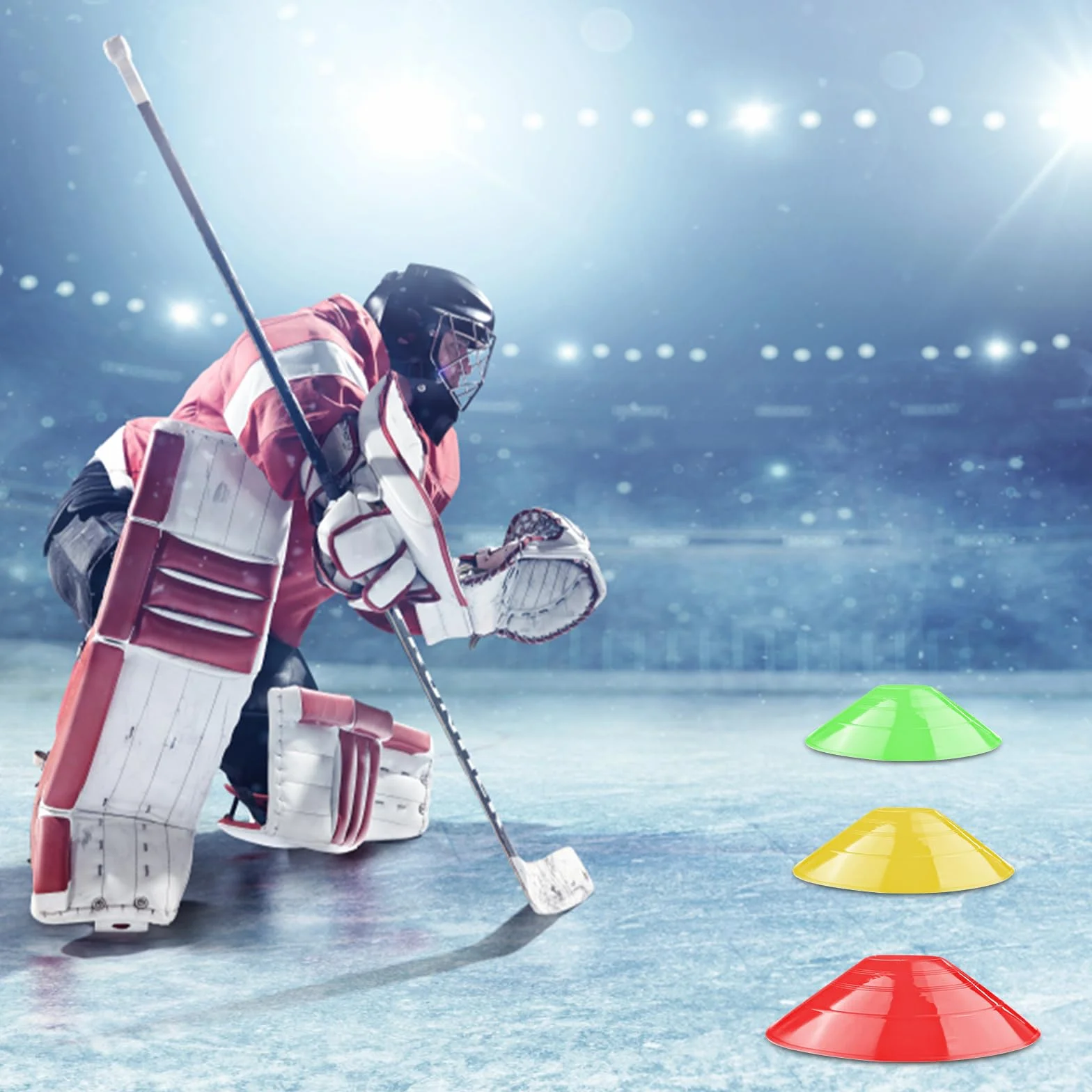Lot de cônes de Football Ronds avec Support, Chapeau de Sport, disques de marquage, entraînement de Coordination (5 Couleurs)