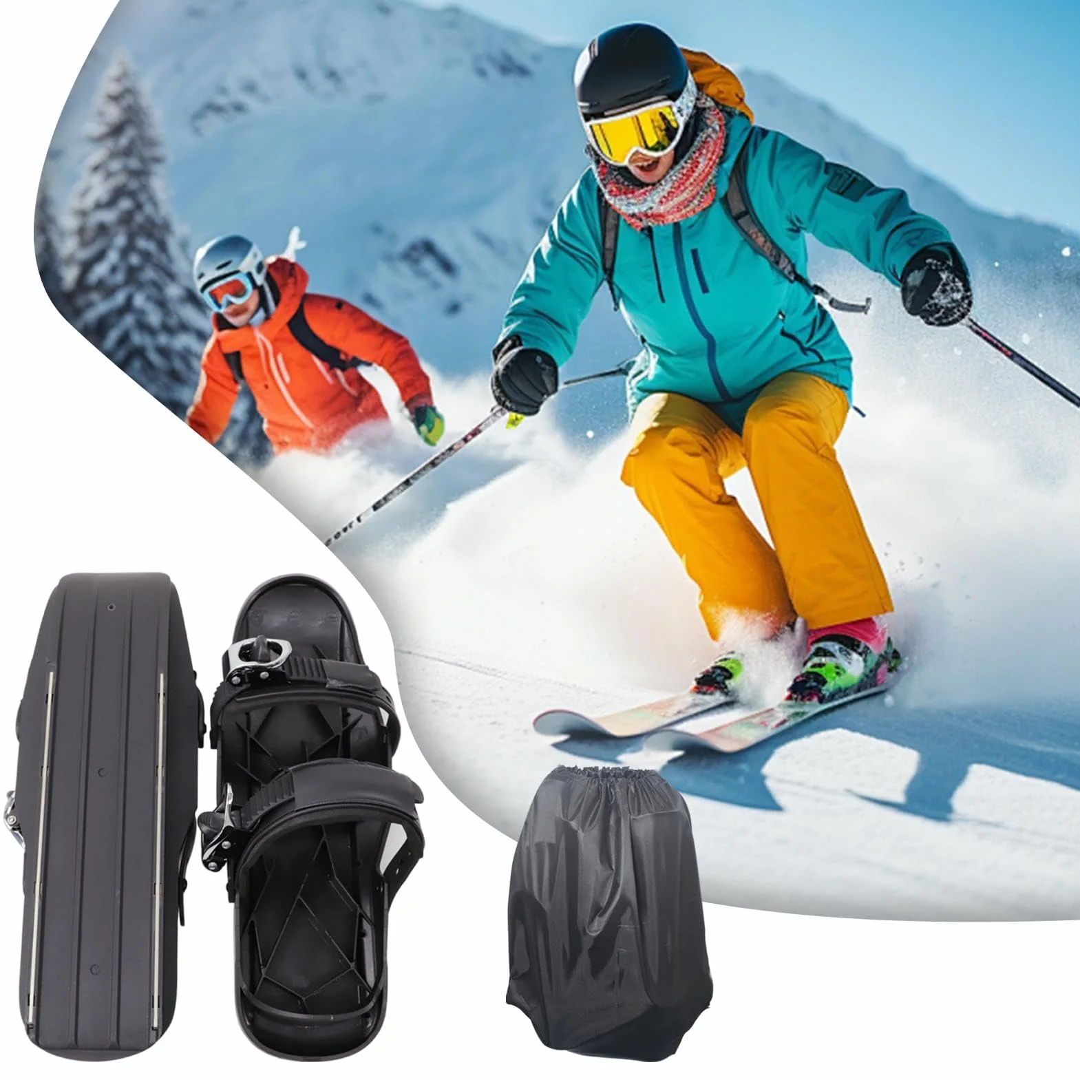 Raquettes à neige compactes antidérapants avec sac de transport pour hommes, femmes, enfants