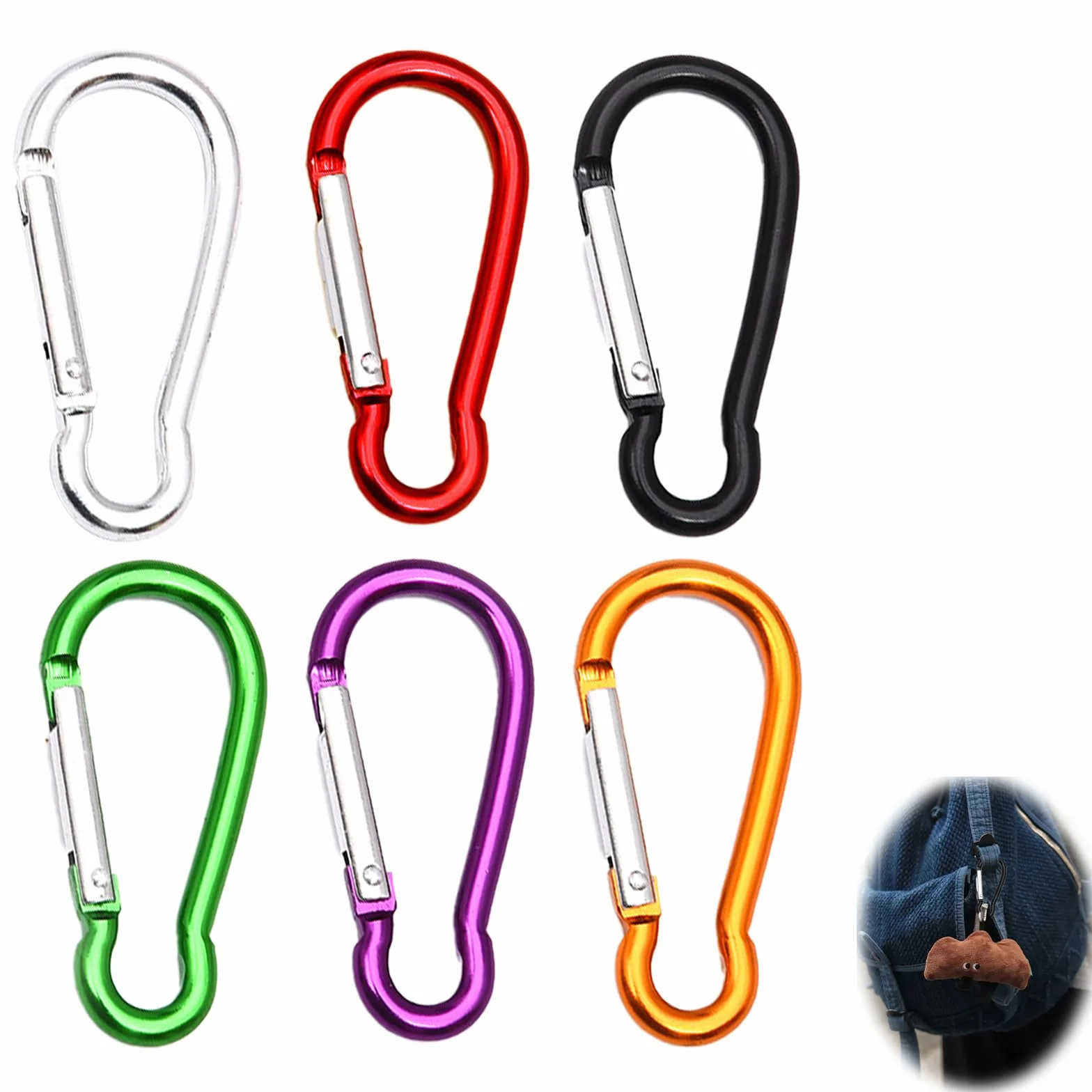 Mousquetons Aluminium 59mm D Forme Mini Multi-Usage pour Escalade Camping Pêche Randonnée