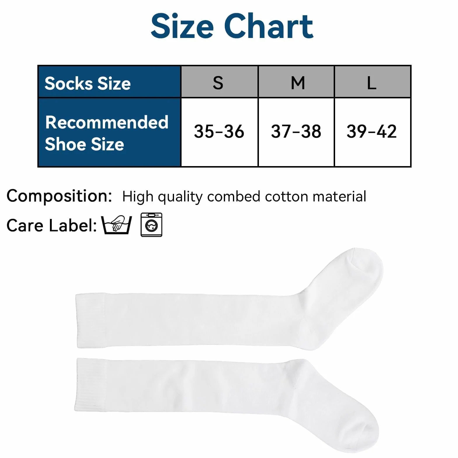 Chaussettes d'Escrime Coton épaissi pour Épée, Sabre et Feuille, Protection Genou Hautes Blanc