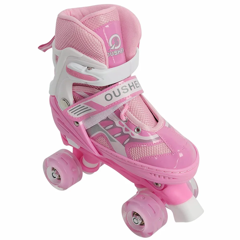 Patins à roulettes Enfant Réglables, Roller Double Rangée Fille Garçon, Taille Ajustable S/M/L avec Frein