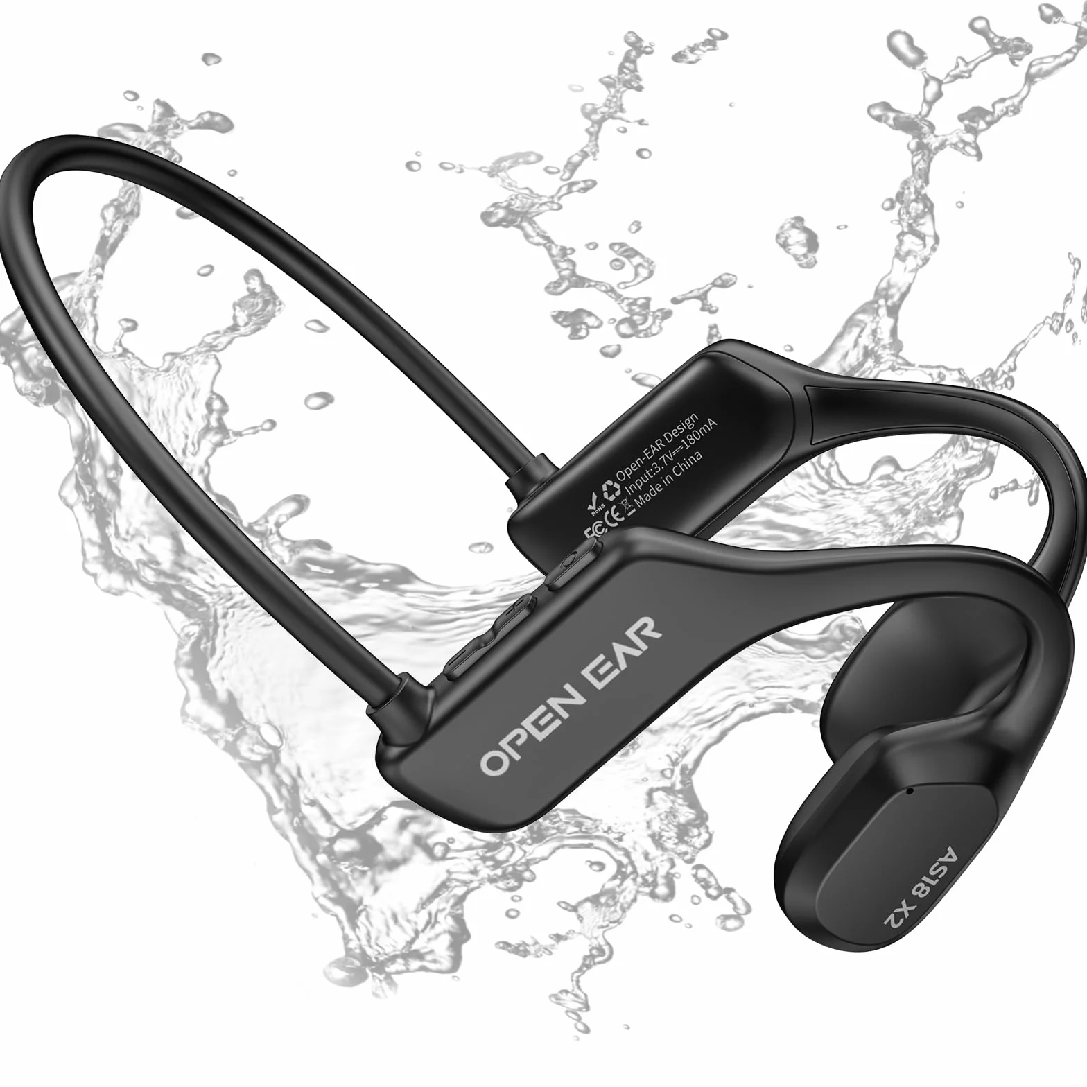 BEARTAIN Casque Conduction Osseuse Natation Écouteur Waterproof Bluetooth v5.3 Lecteur MP3 Étanche Mémoire 32G