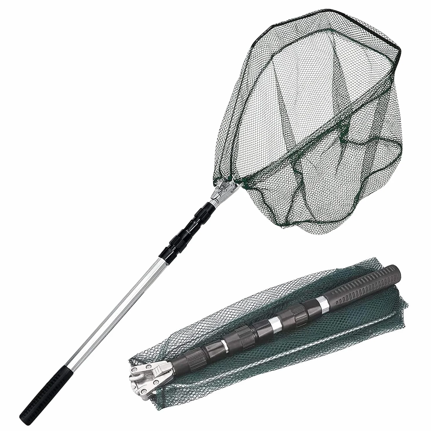 KK'S GLAMS Épuisette de pêche télescopique pliable 1,5 m alliage d'aluminium