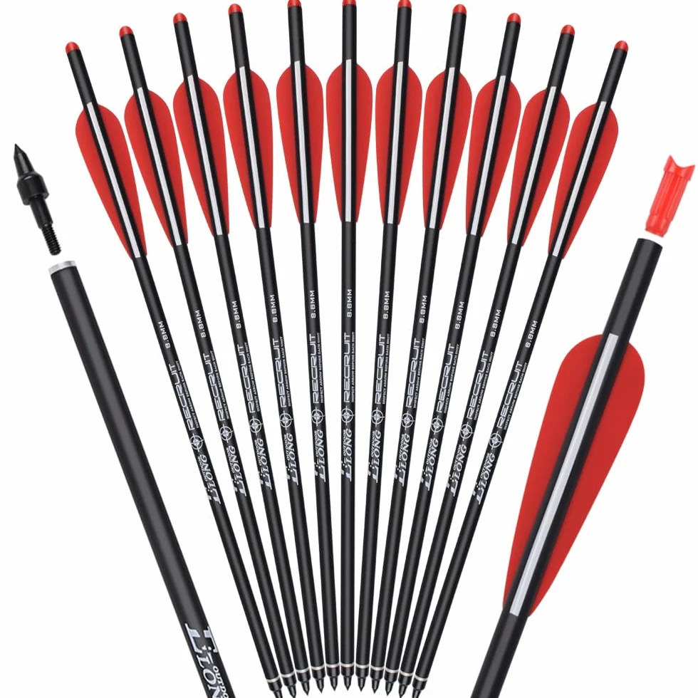 Lot de 12 vis d'arbalète en carbone 45,4 cm 55,6 cm pour chasse tir à l'arc