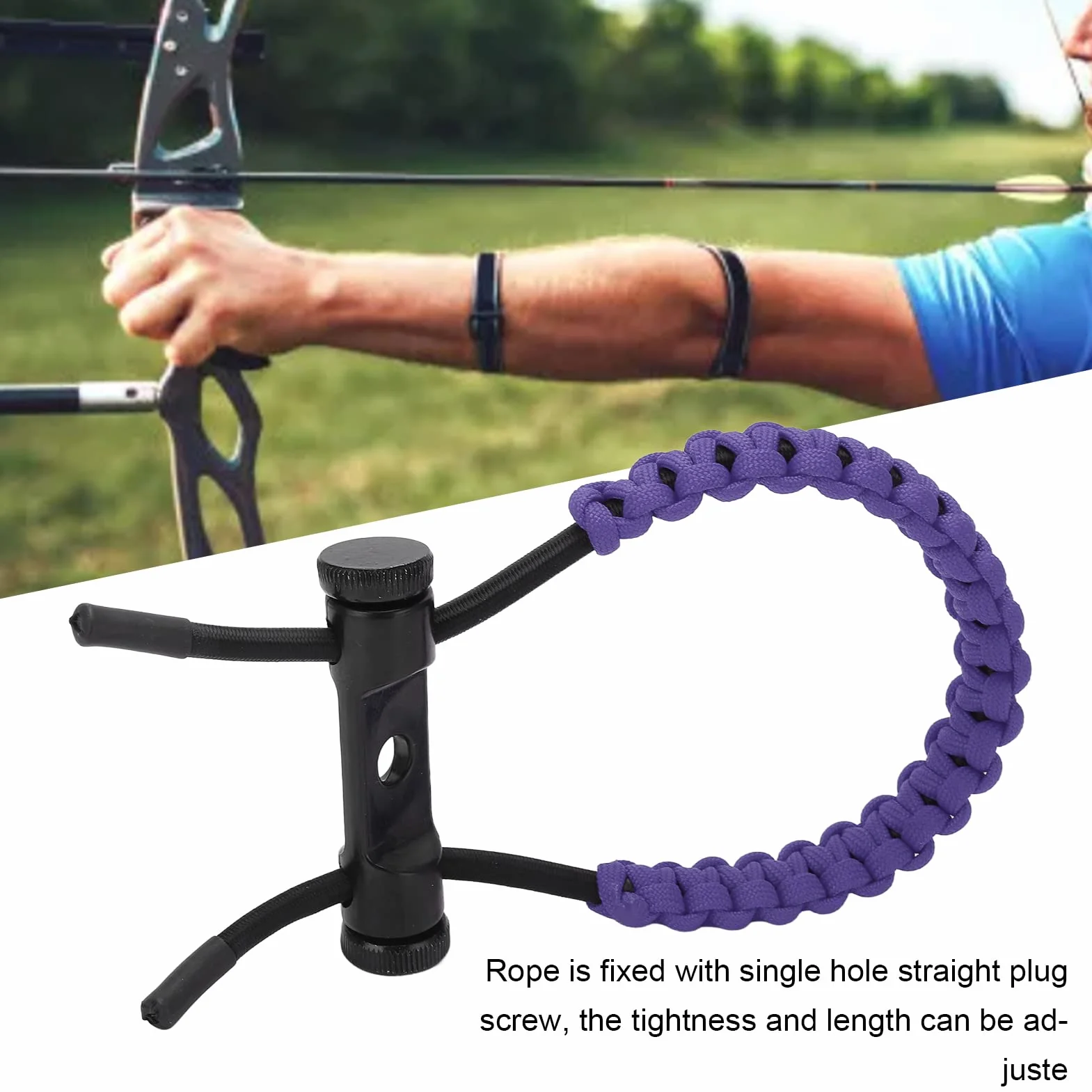 Élingues de Poignet D'arc à Poulies Réglables, Corde de Dragonne Durable pour Tir à L'arc (Violet)