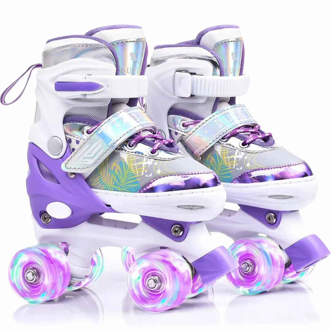 ERNAN Roller Enfant 4 Taille Réglable 8 Roues Lumineuses Patins à Roulettes Débutants