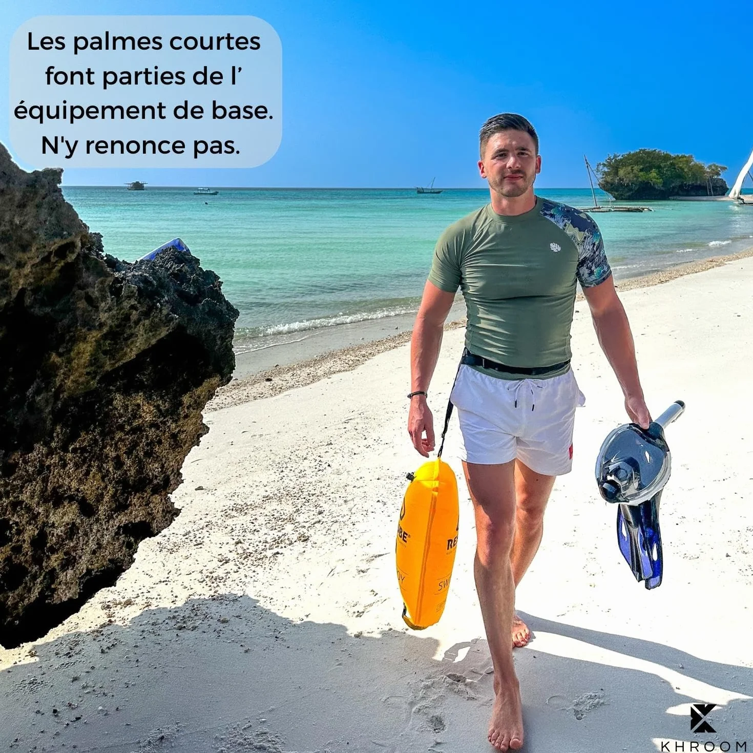 Palmes Courtes réglables Khroom Taille 32-47 avec Sac pour Plongée Natation