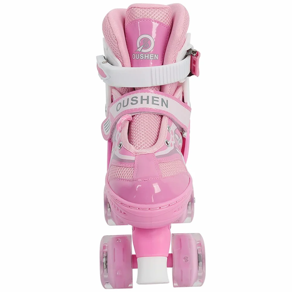 Patins à roulettes Enfant Réglables, Roller Double Rangée Fille Garçon, Taille Ajustable S/M/L avec Frein