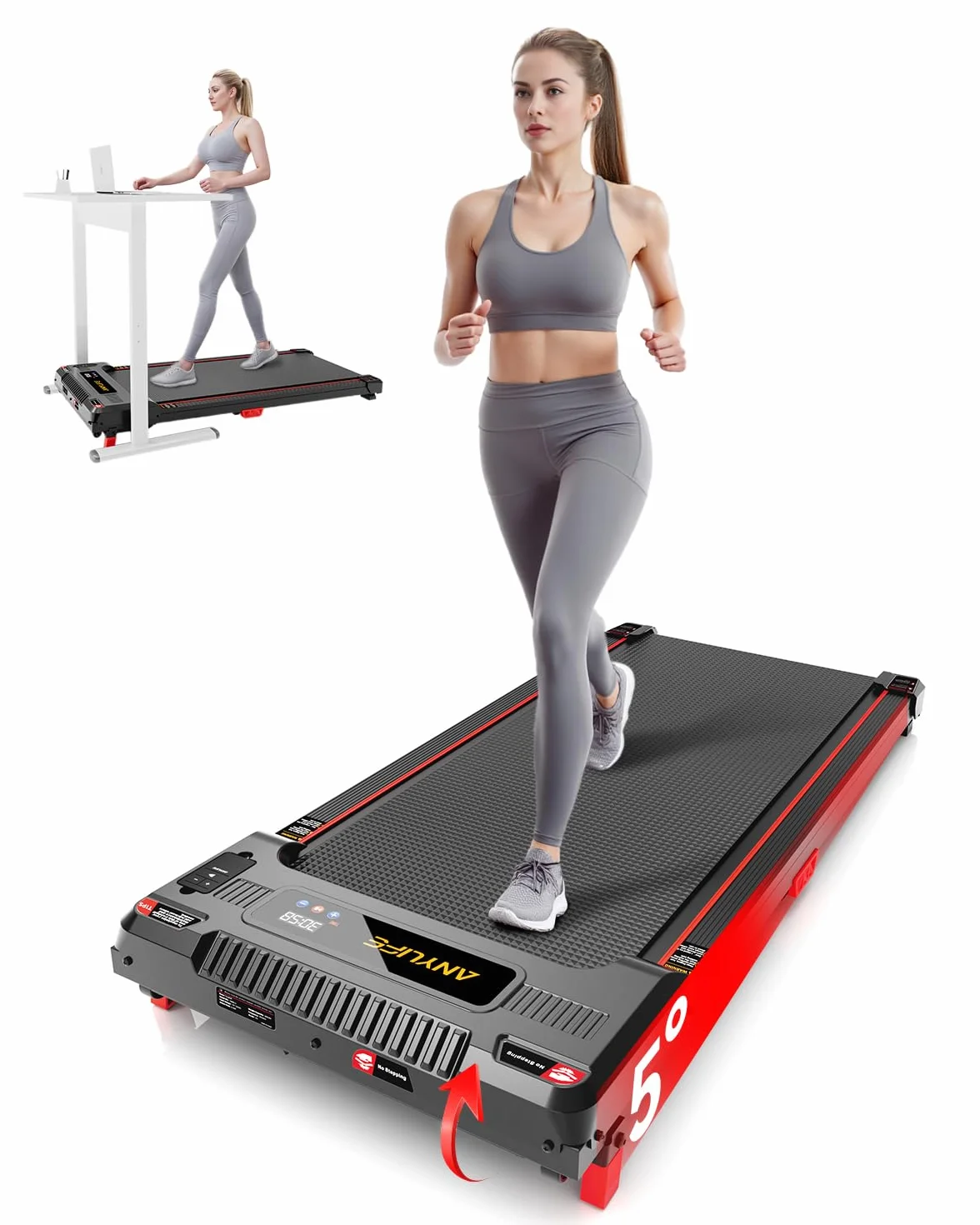 Anylife Tapis de Course Inclinable, Walking Pad Silencieux, Charge 150Kg