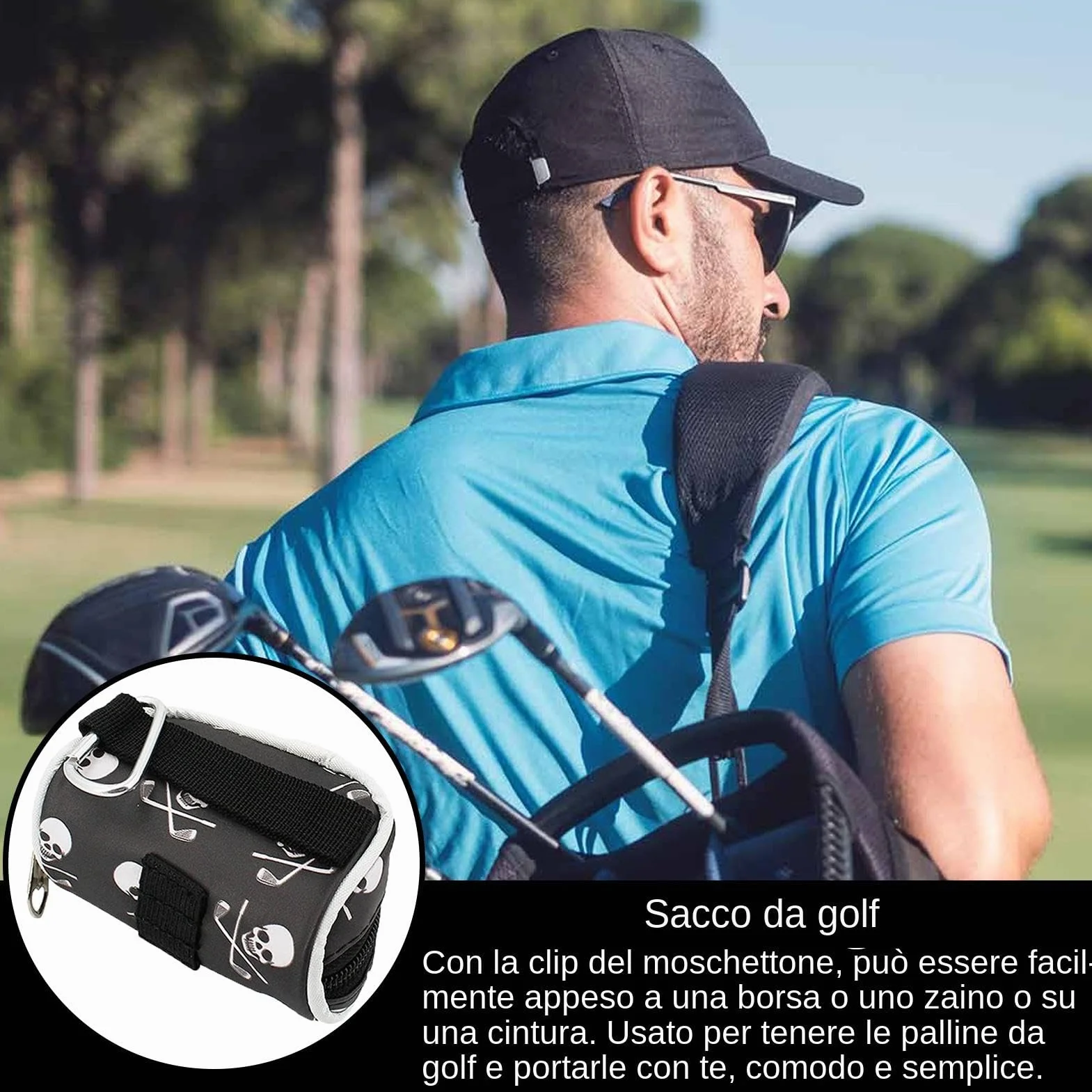 Housse de Golf pour T-shirt Sac de Transport avec Motif Crâne pour Homme