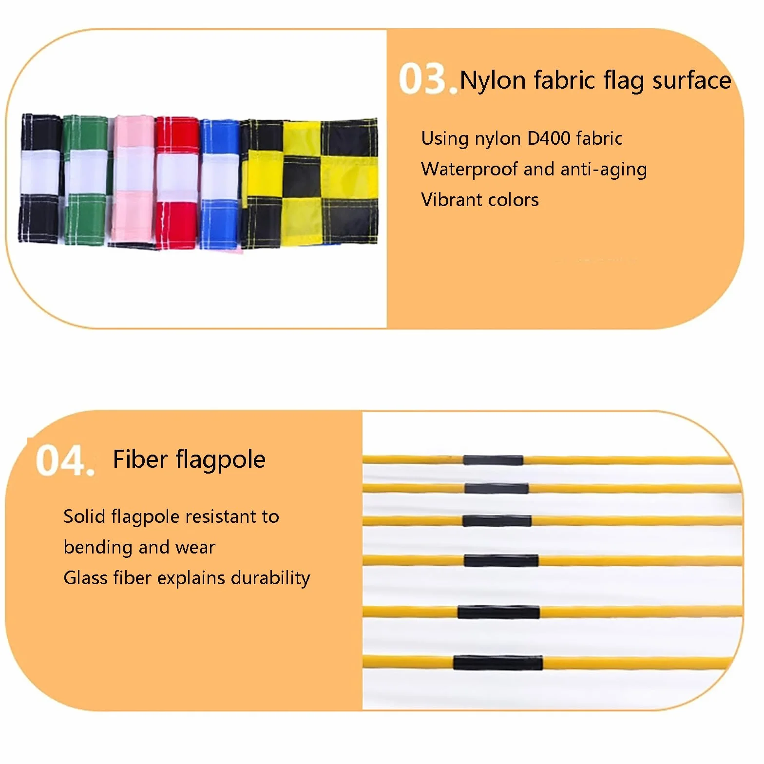 Golf Flagstick Putting Flag Hole Cup Accessoire Entraînement Fibre De Verre Antirouille