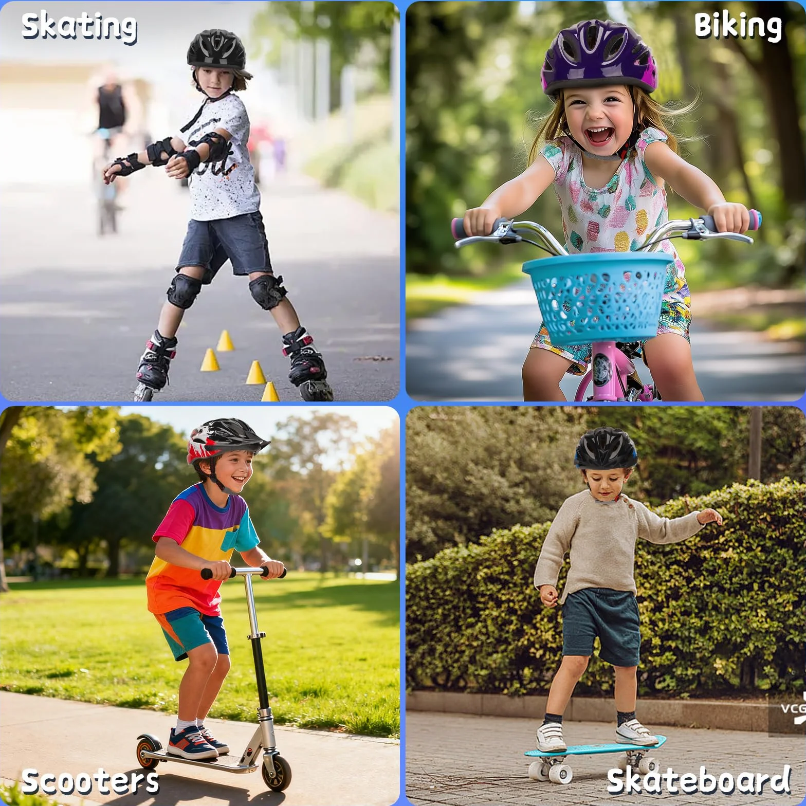 Casque Vélo Enfant Filles Garçons 3-14 Ans Réglable 50-58 cm Cyclisme Roller Skateboard Scooter