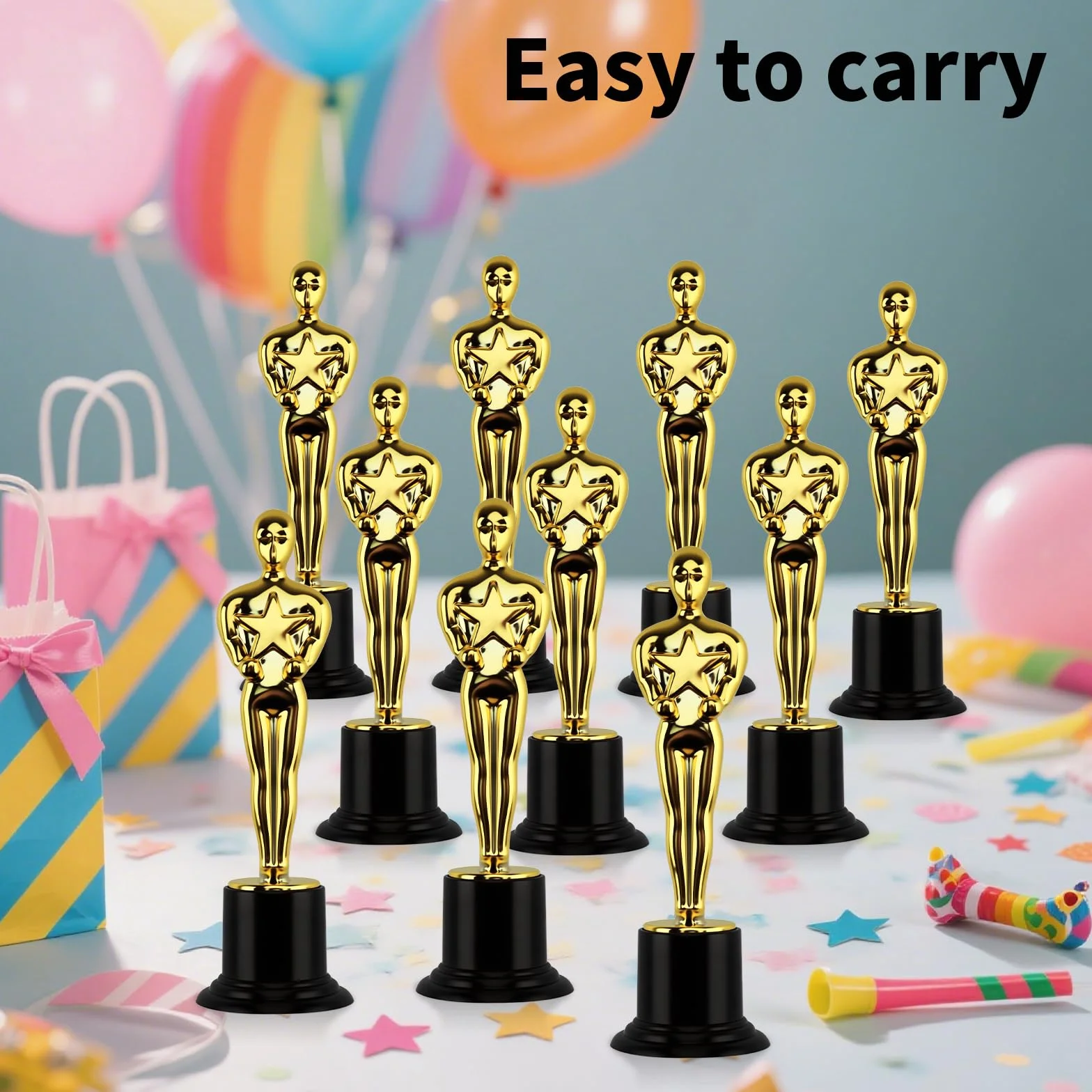 Trophée Doré en Plastique Mini 10 Pièces pour Décorations de Fête, Cadeaux d'École, Prix de Jeu