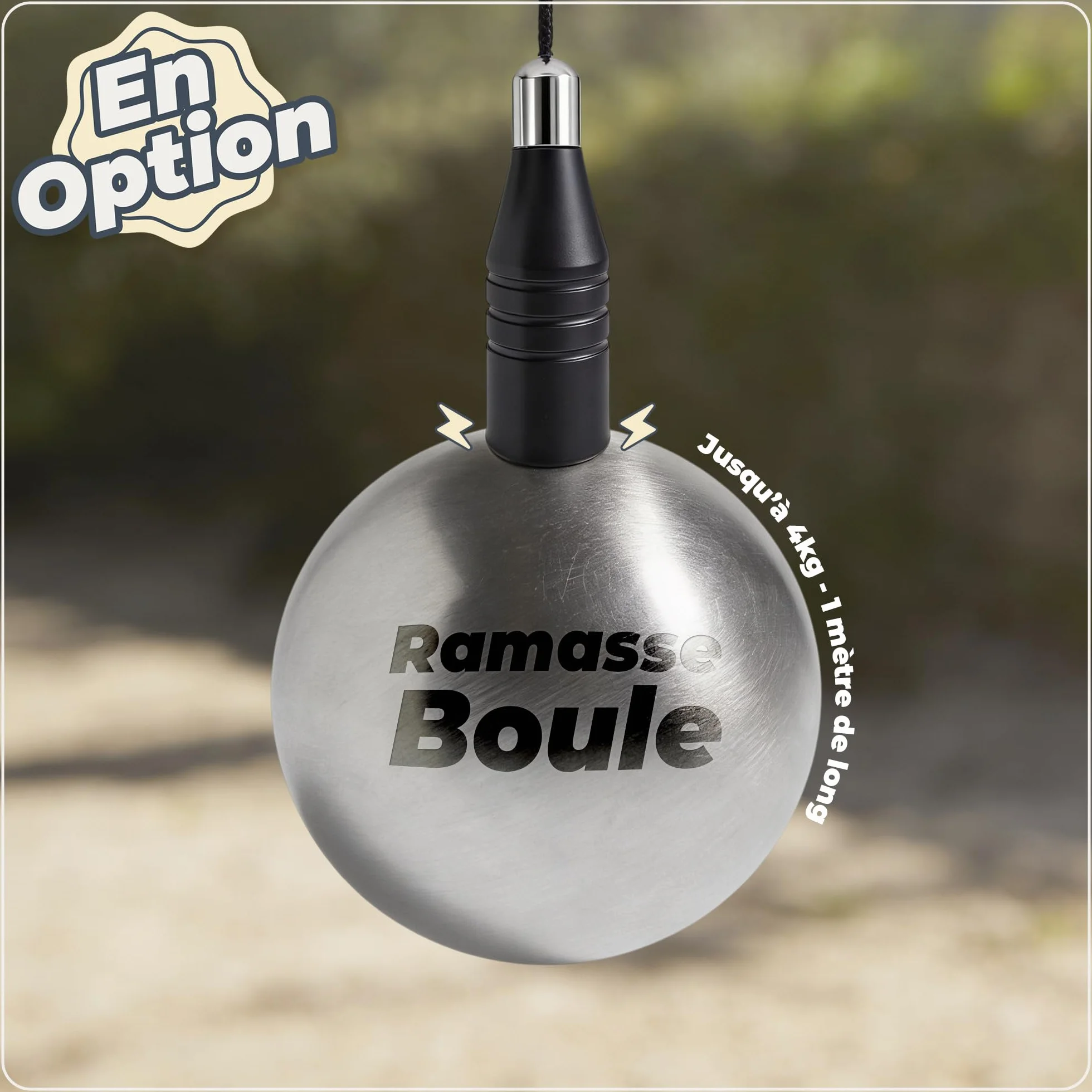 Boule de pétanque personnalisée Triplette 550g gravée - Lot de 3 Boules et 1 cochonnet