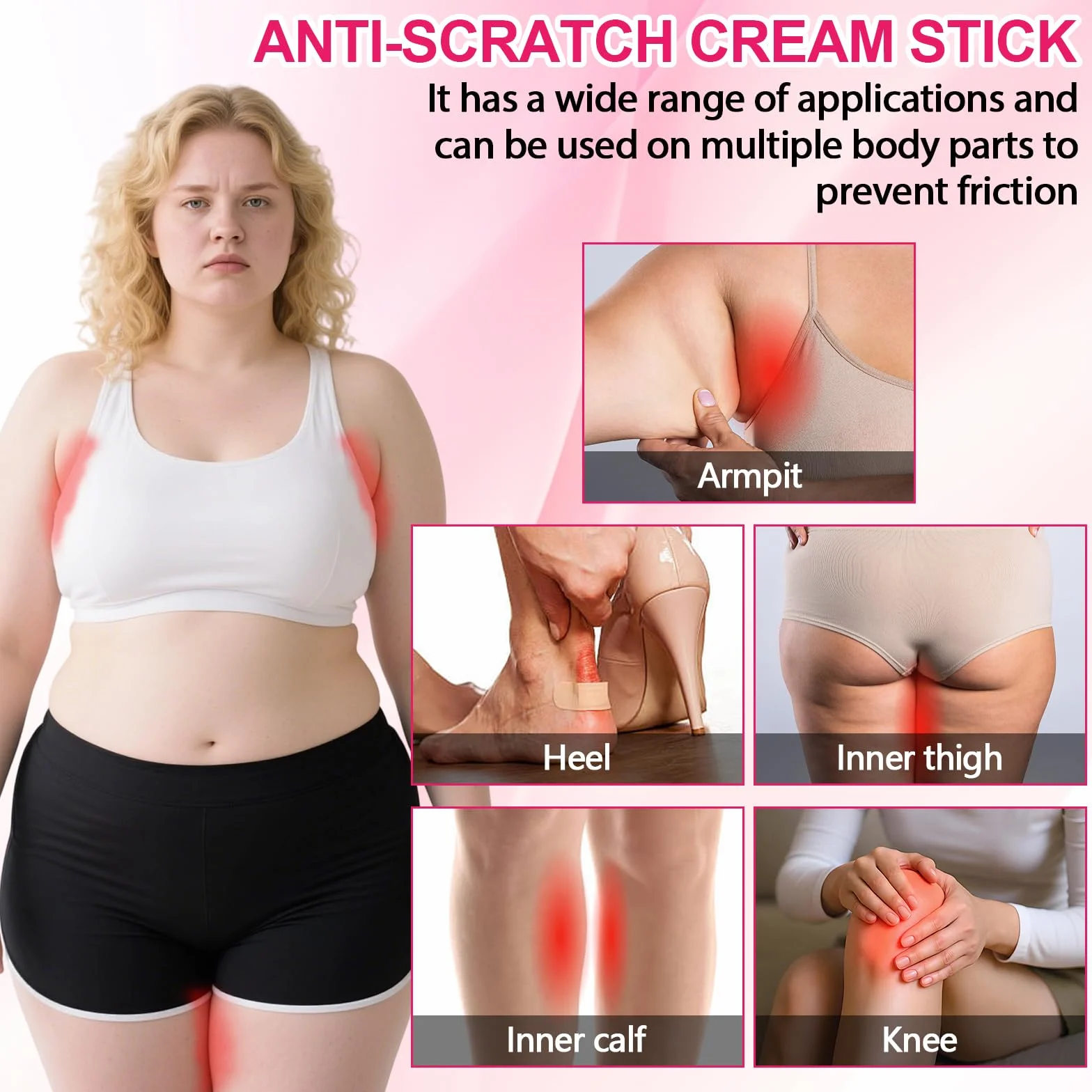 Crème Anti-friction pour Cuisses 50g, Anti Frottement Stick Imperméable Sportifs Coureurs