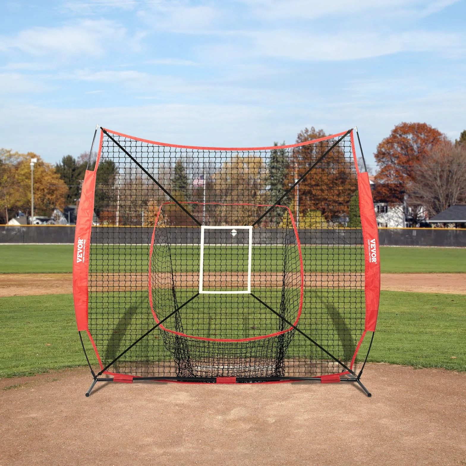 VEVOR Filet d'entraînement de baseball et softball portable avec cadre d'arc, sac de transport, zone de frappe