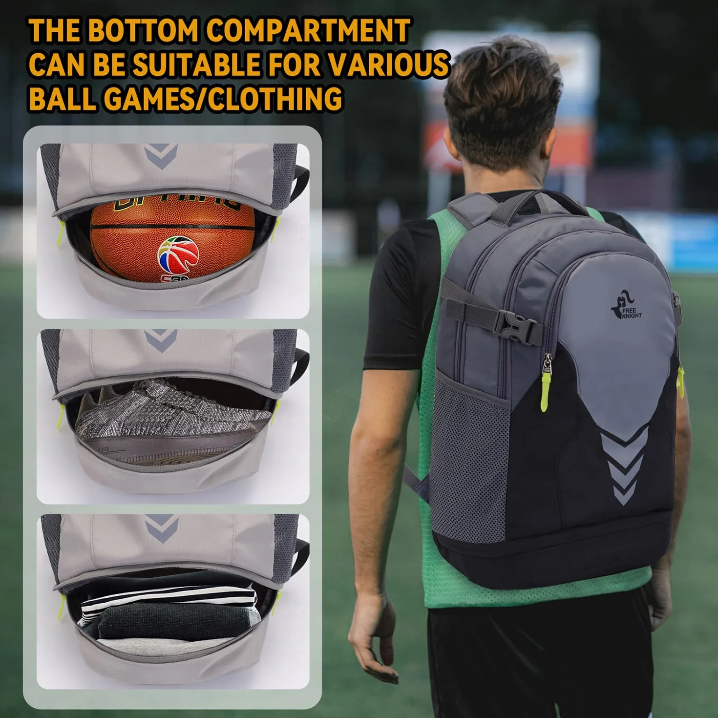 Sac à Dos de Basket-Ball 35L Léger Multifonctionnel avec Compartiment pour Ballon