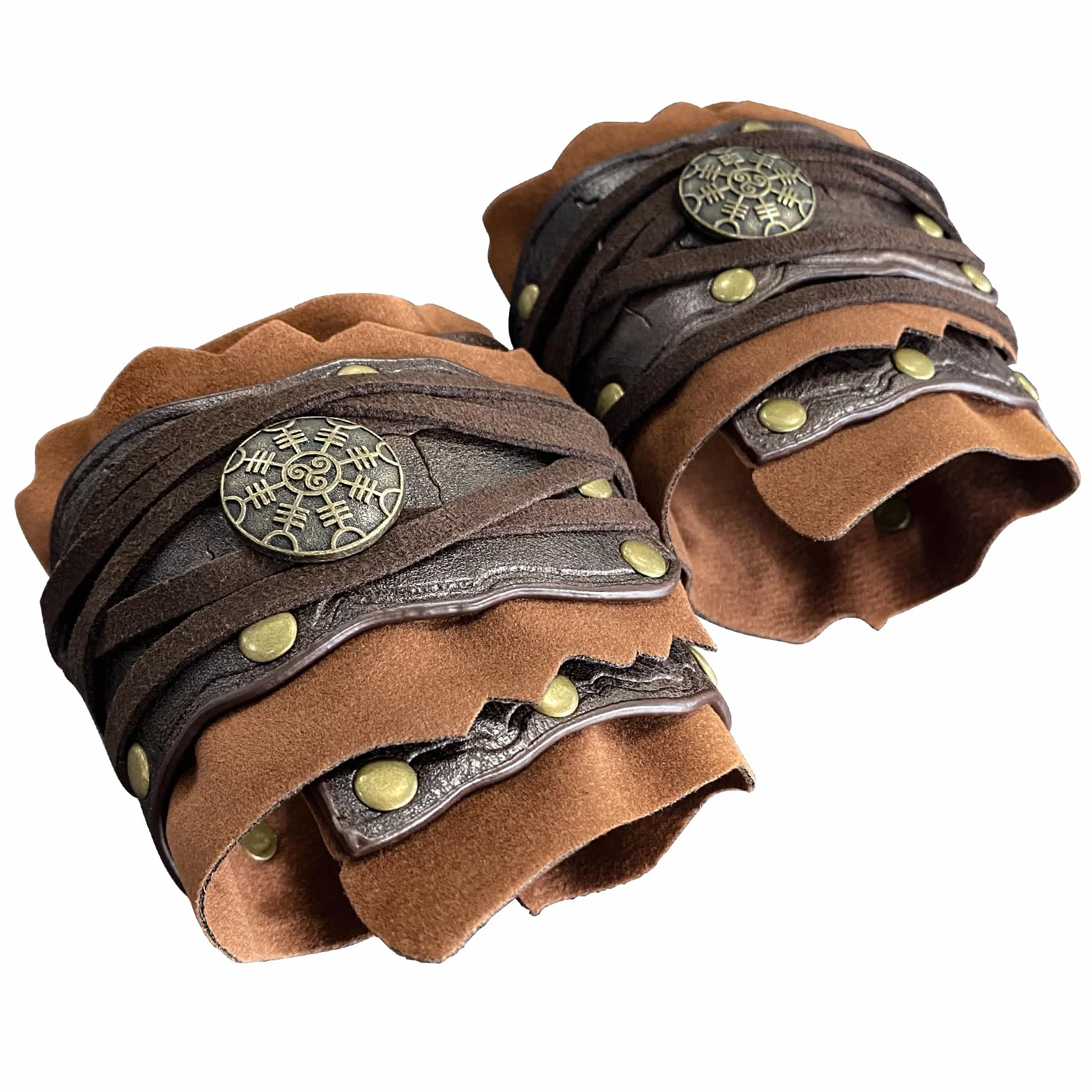 HiiFeuer Protège-Bras Médiévaux en Daim, Bracelets en Fourrure Artificielle Renaissance, Bandeau de Poignet Viking Archery Arm Guards