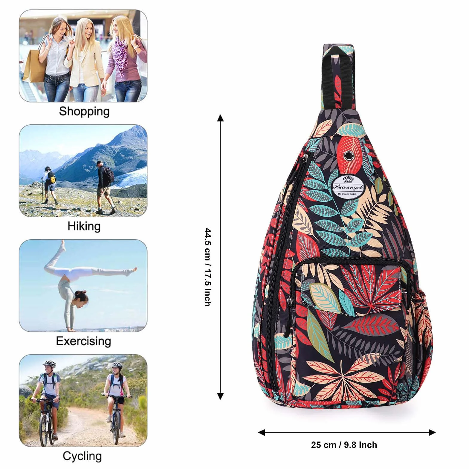 HUA ANGEL Sac Bandoulière Anti-vol Nylon Homme Femme Voyage Travail Cyclisme Moto Running Gym