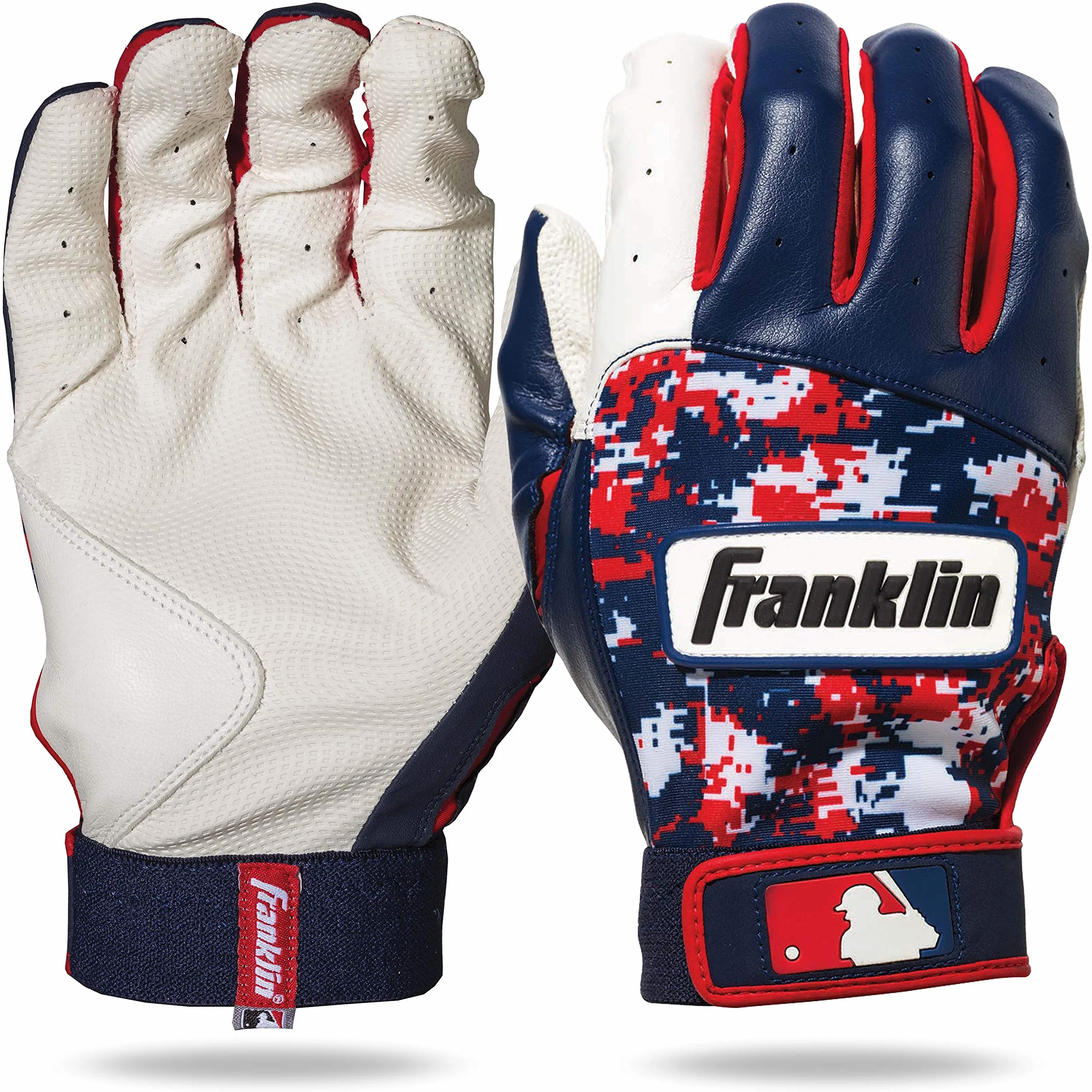 Franklin Sports MLB Digitek Gants de Batteur de Baseball Blanc Bleu Marine Rouge Adulte L