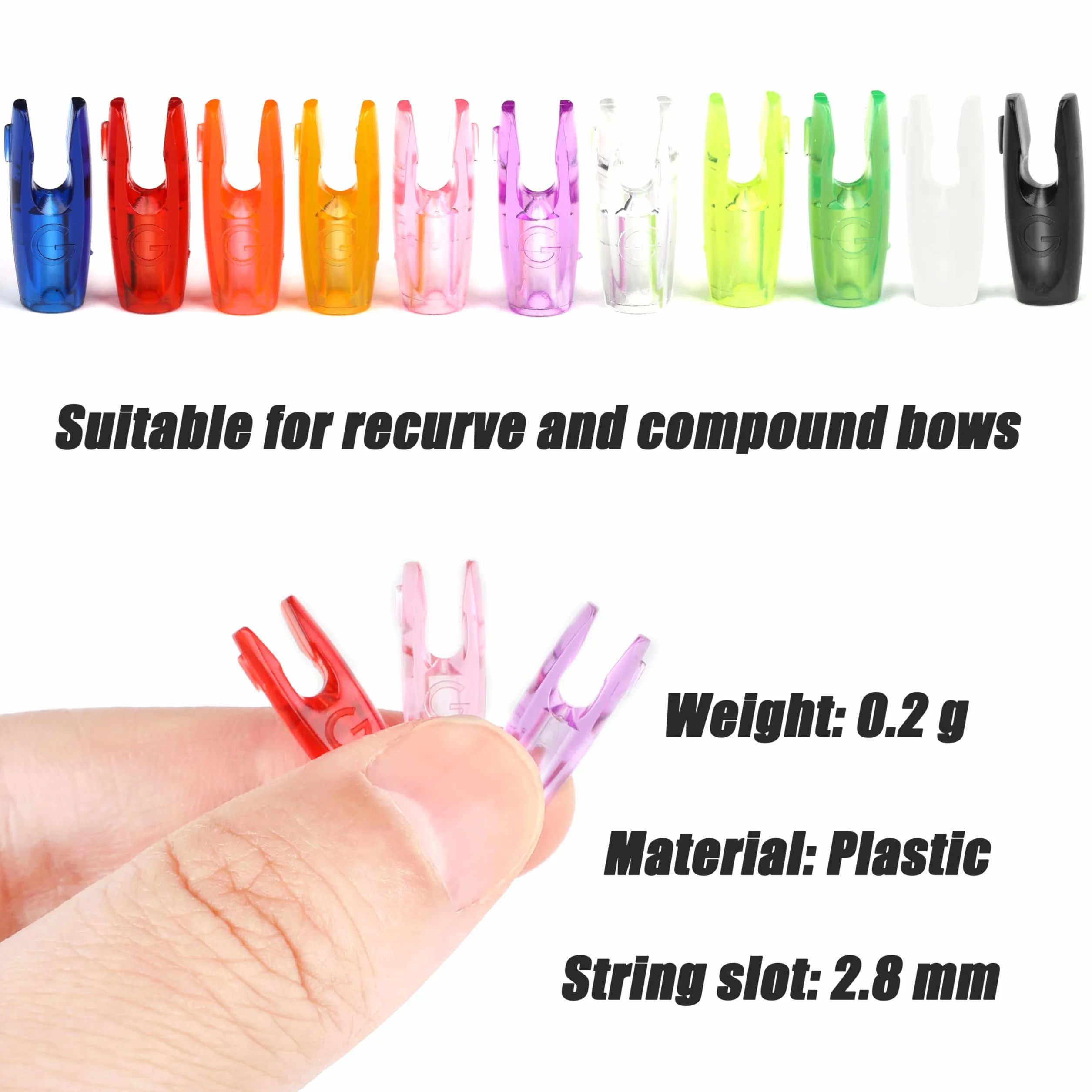 Pack de 60 flèches de tir à l'arc Nock ID 3.2mm Queue de Remplacement en Plastique