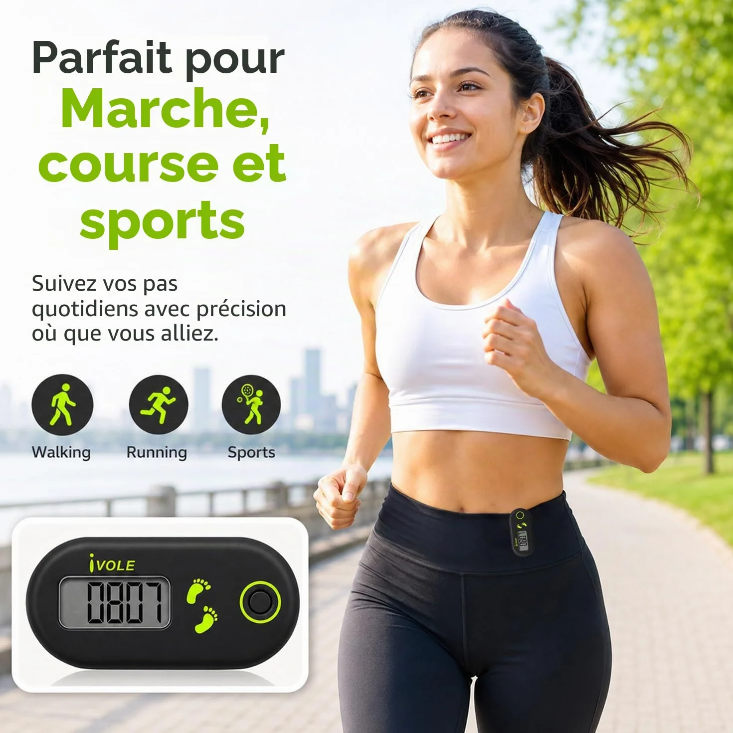 Podomètre 3D Numérique Portable avec Clip pour la Marche