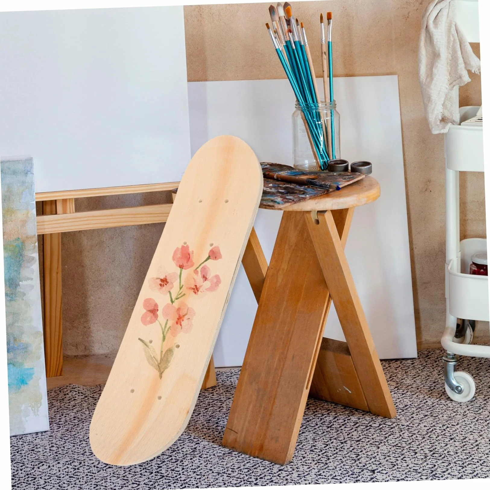 Planche de Skate Vierge 43 Pouces 7 Couches d'Érable Double Face pour Enfant DIY