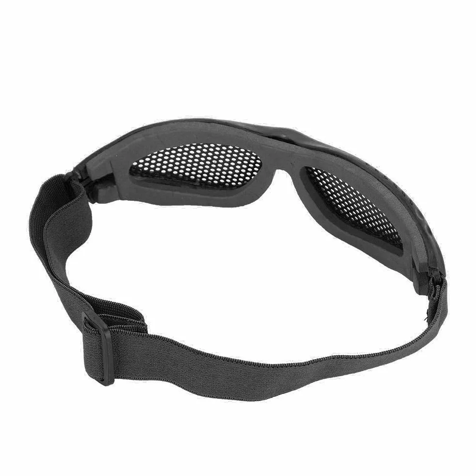 Lunettes de Protection en Maille Métallique Airsoft avec Sangle Réglable