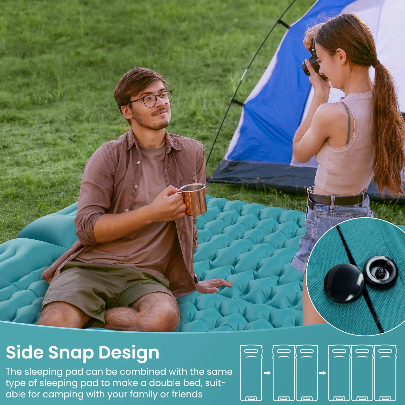 Satisfure Matelas de camping auto-gonflant ultra léger avec pompe à pieds