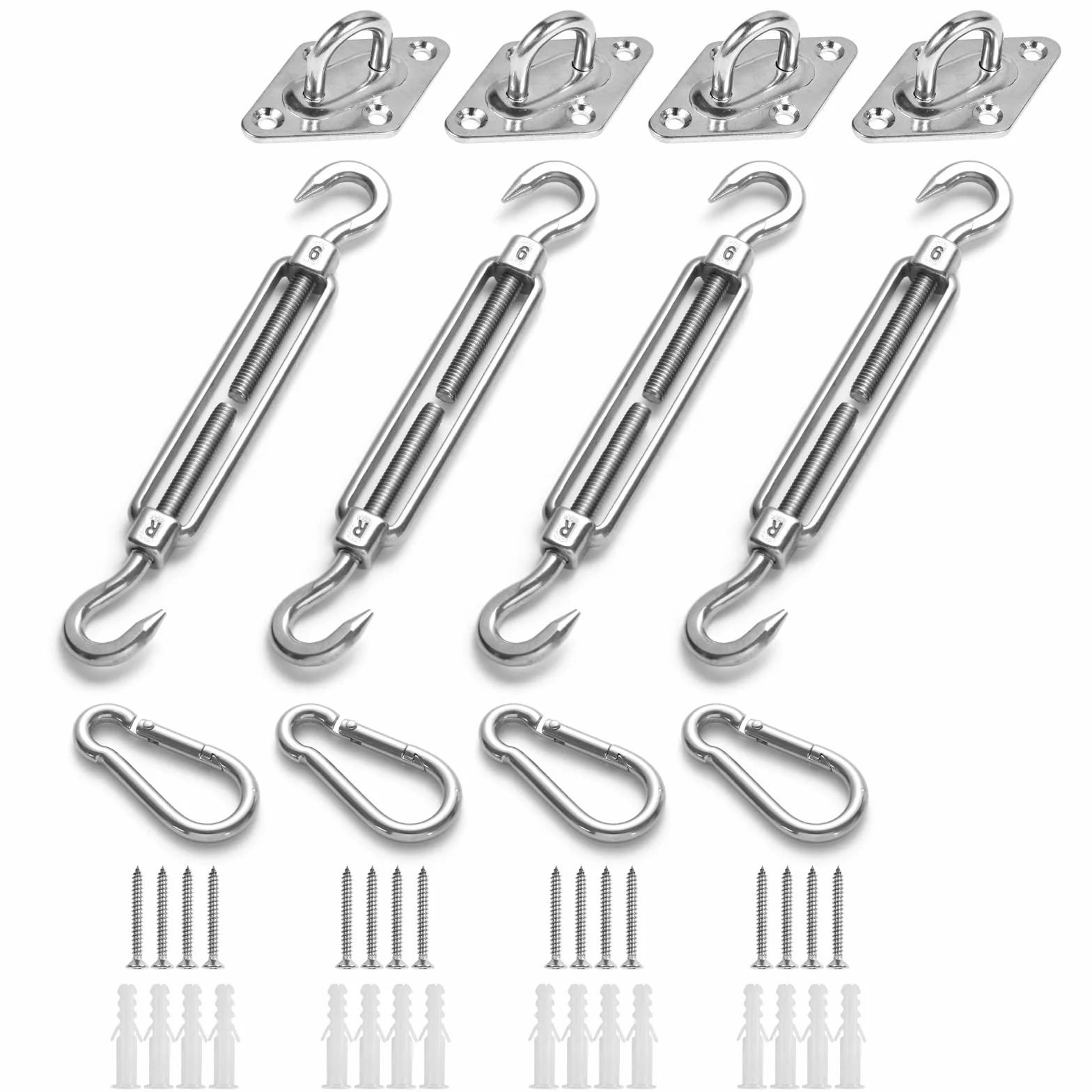 HOMPER M6 Kit de Fixation pour auvent en Acier Inoxydable pour Triangle, Carré, Rectangulaire
