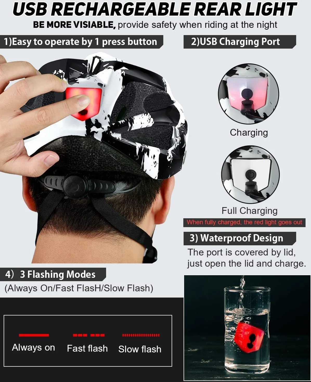 Casque de vélo urbain lumineux adulte visière magnétique amovible 18 canaux ventilation 57-62 cm