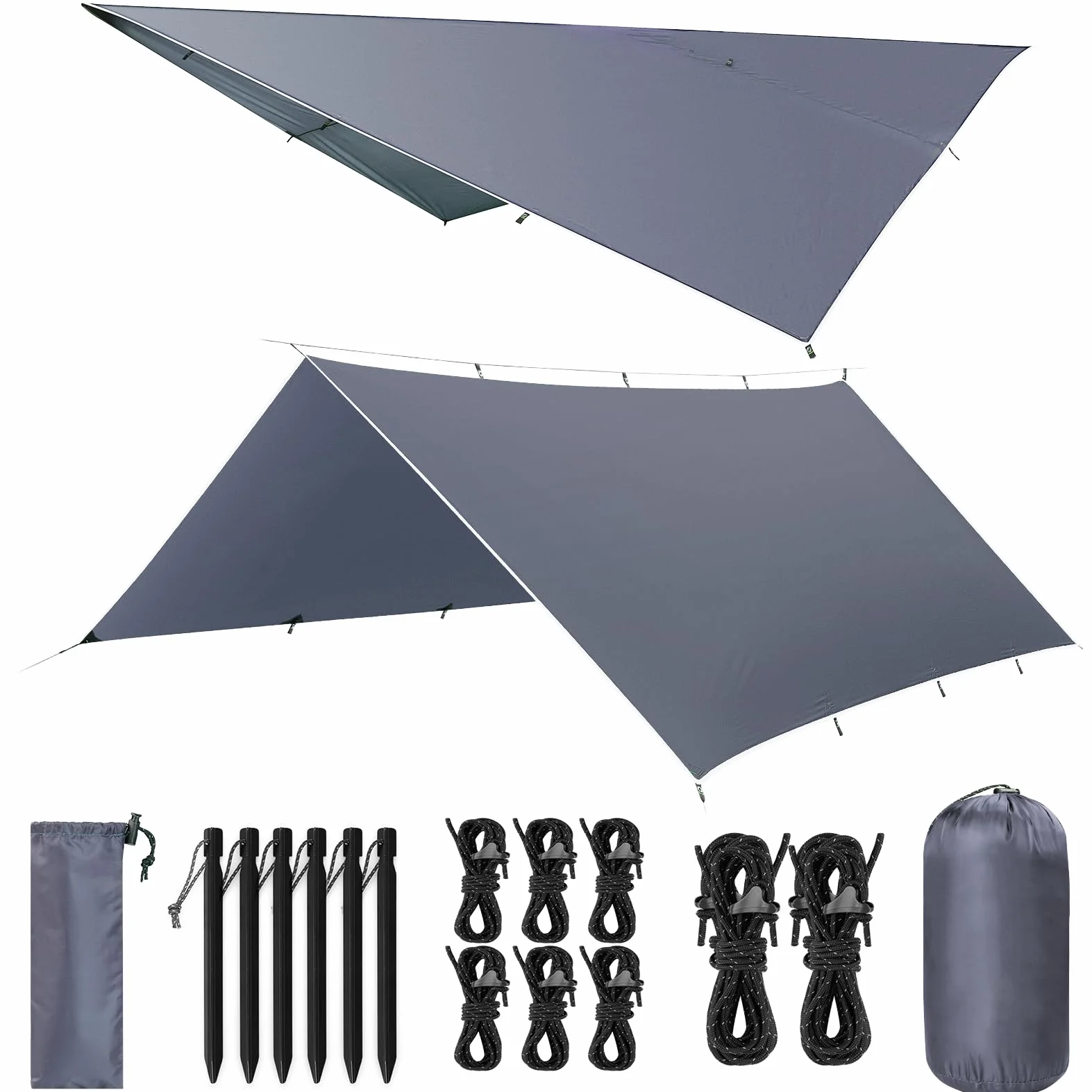 Bâche Anti-Pluie Imperméable Anti-UV 3x3M 3x5M Camping Toile de Tente