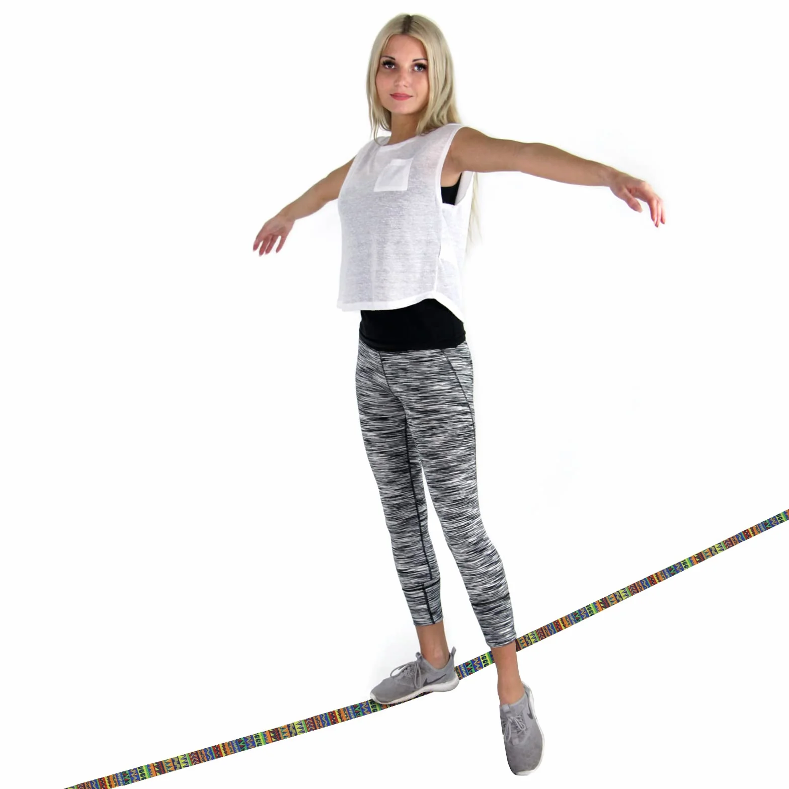 ALPIDEX Slackline Set 15 m avec Protections Arbre et Cliquet pour Enfants Débutants Avancés